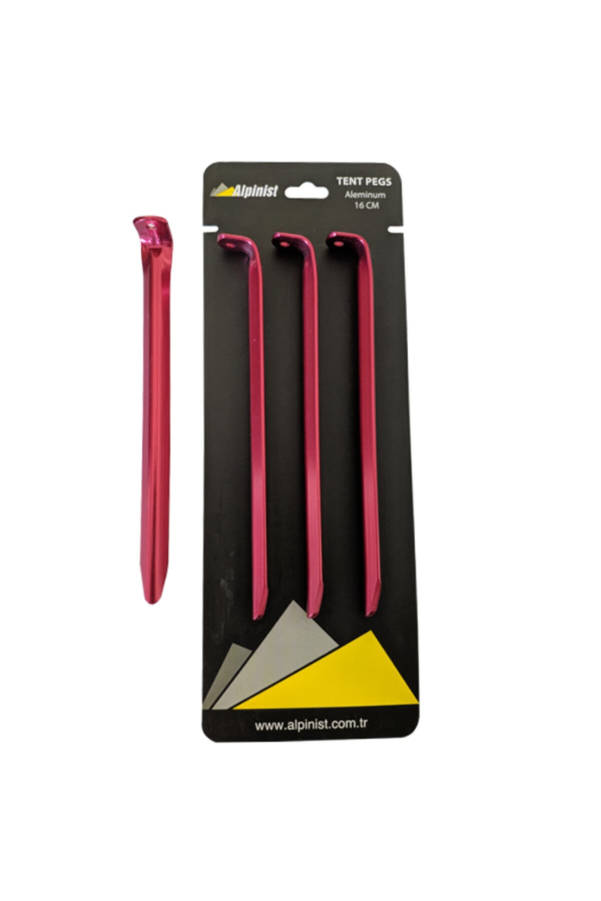e life tasarım Alpinist Alüminyum 6061 Çadır Kazığı 16 Cm Kırmızı 4’lü
