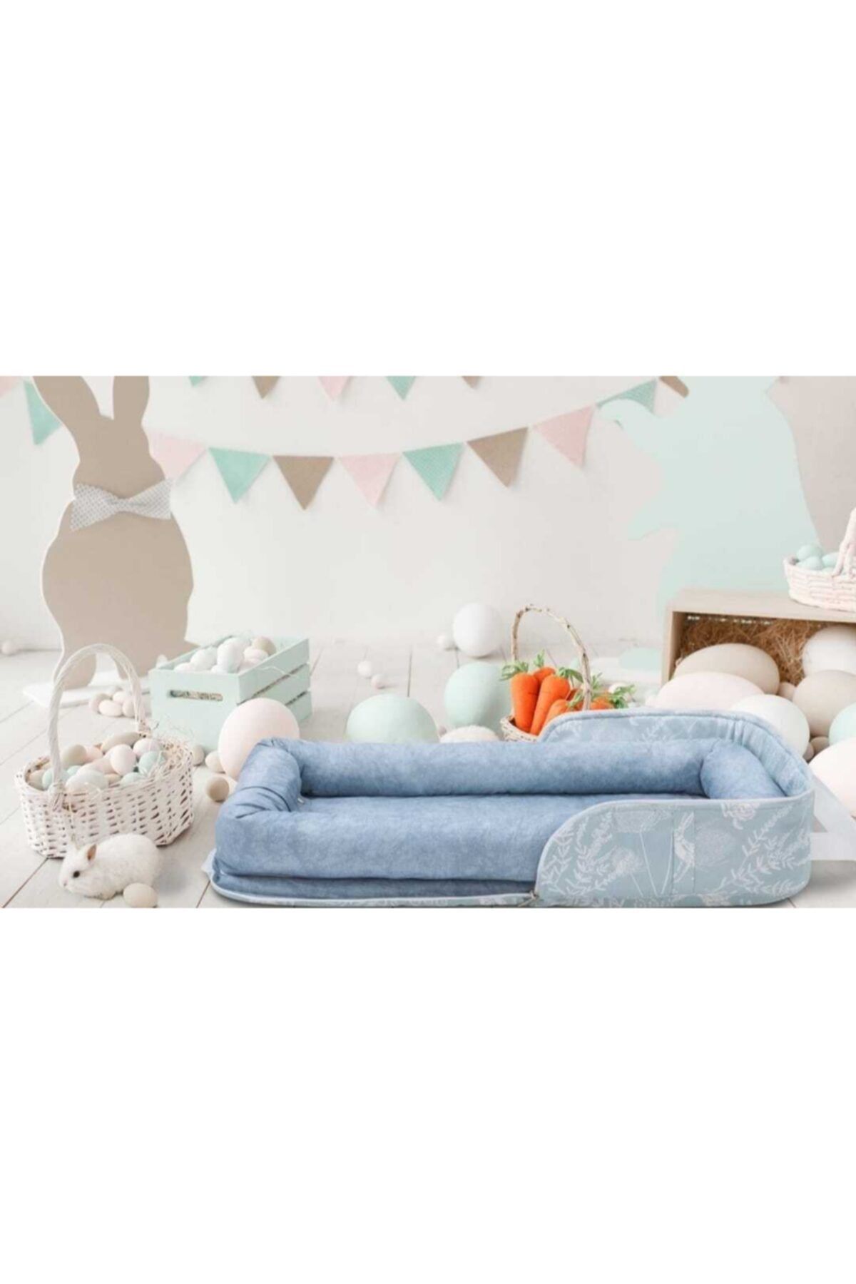 BONJİNİ Bebek Yuvası Taşınabilir Babynest Anne Yanı Uyku Çantası Babynest Açık Mavi