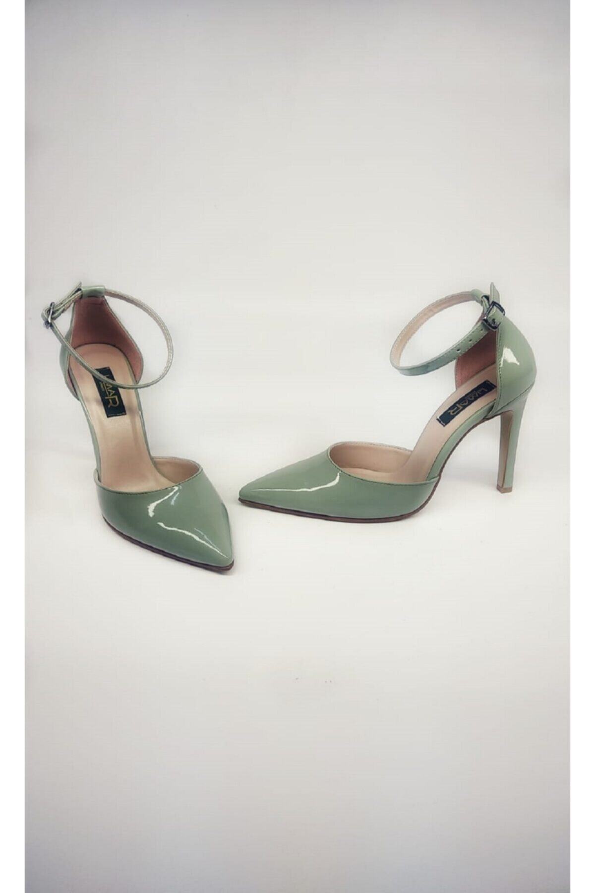 Lİmar Shoes Limar Su Yeşili Rugan Stiletto Sivri Burun Kadın Topuklu Ayakkabı