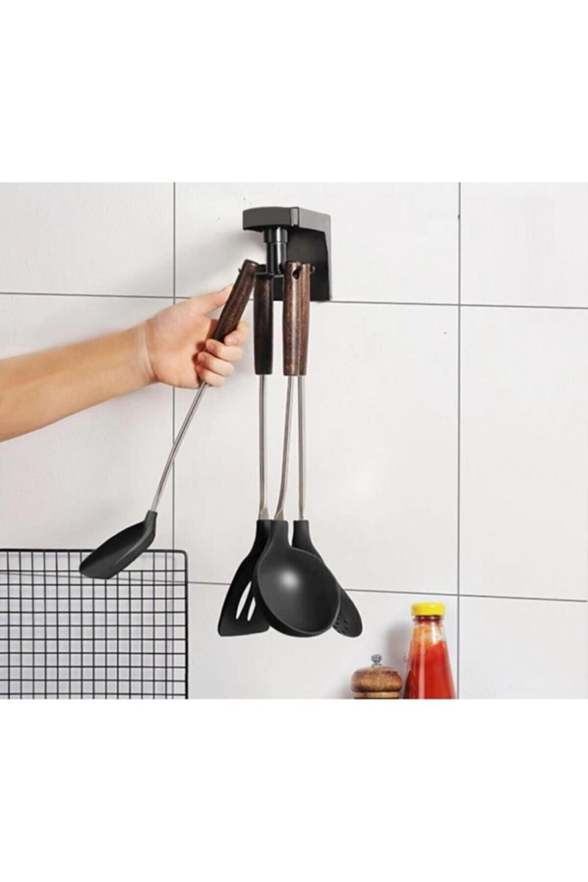 EDESSANET 6 Kancalı Mutfak Banyo Askısı 360 Döner Kepçe Askılık Havlu Askı