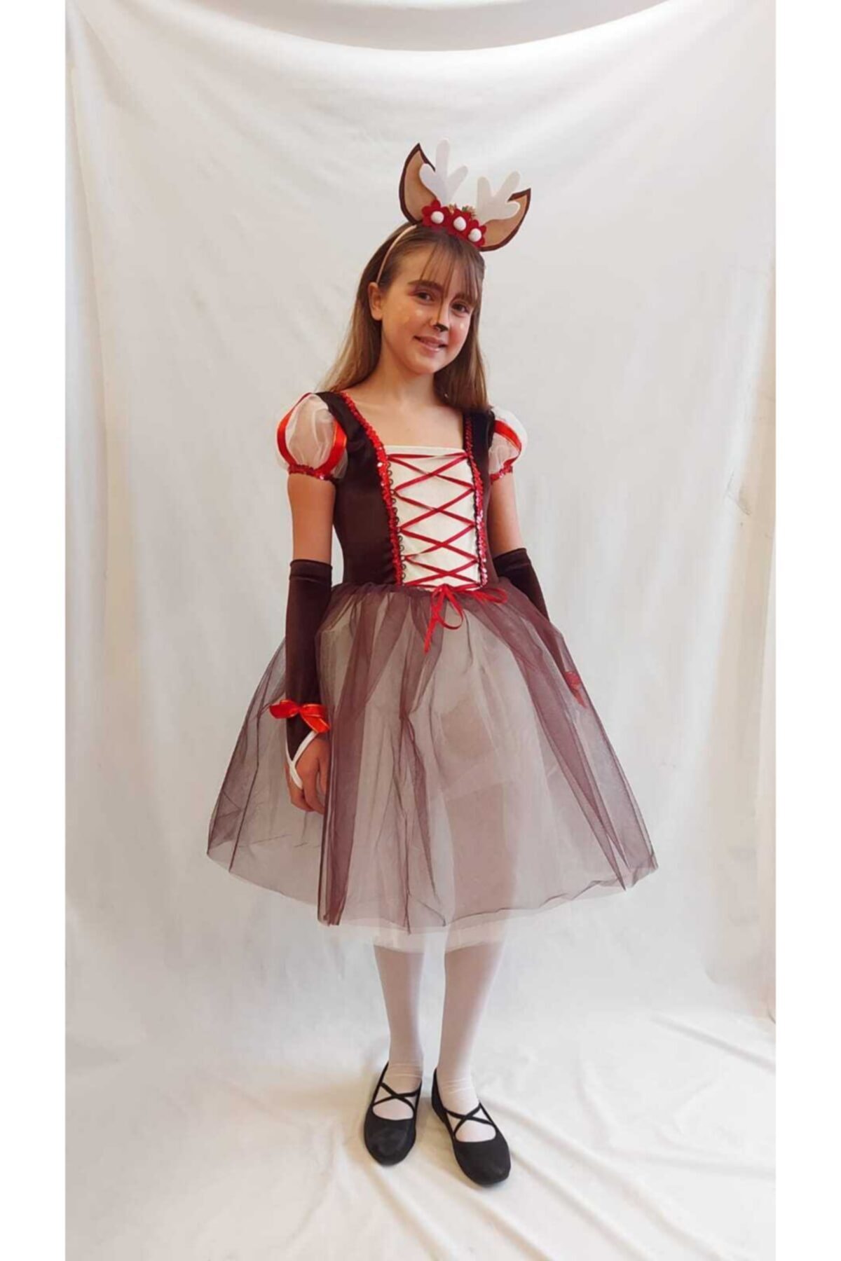 3 Buçuk K Kostüm Kız Çoçuk Geyik Temalı Yılbaşı Kostümü
