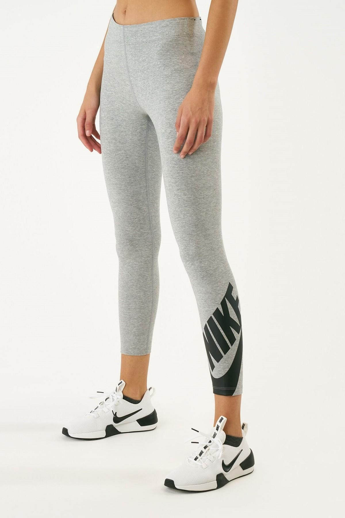 Nike N Sportswear Swoosh Tight 7/8 Pamuk Polyester Gri Kadın Tayt
