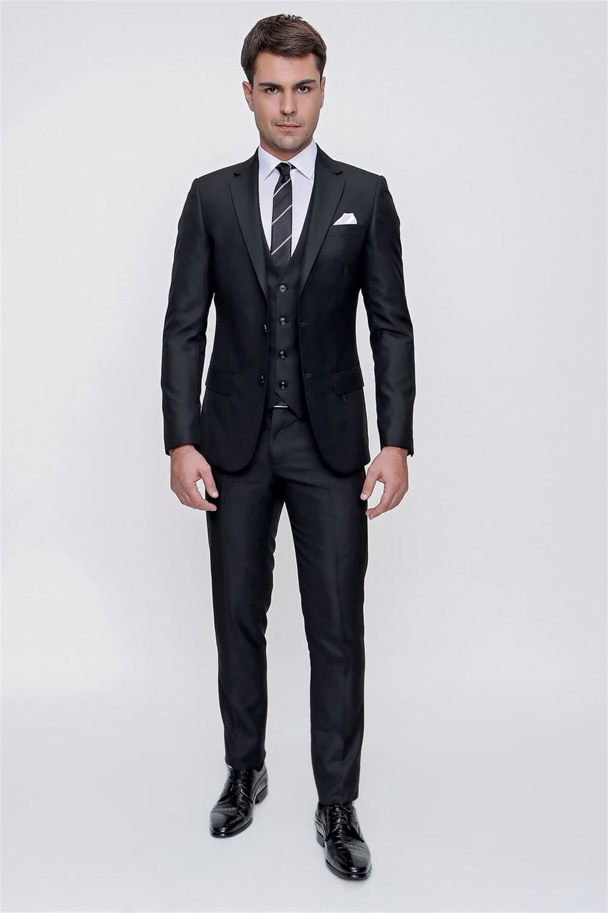 Efor Tk 827 Slim Fit Siyah Klasik Takım Elbise