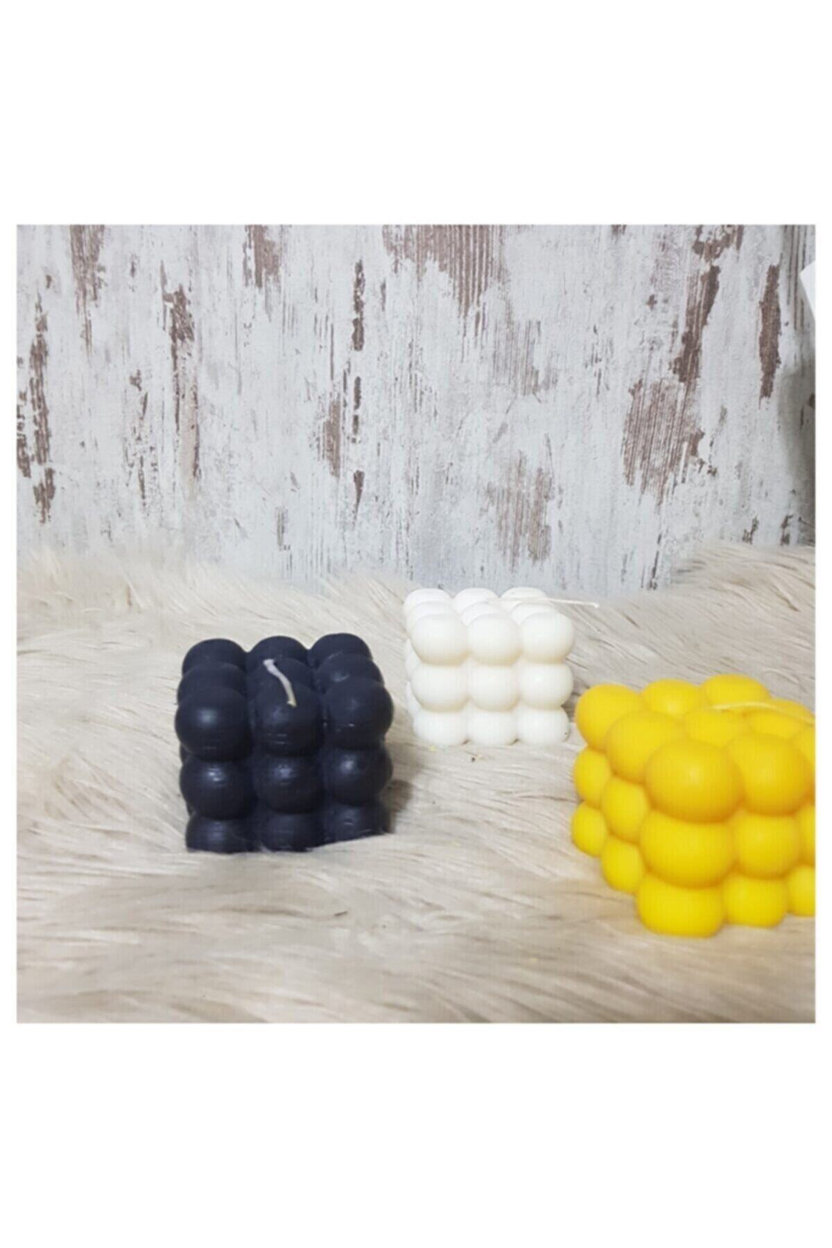 Nes World ( 3'lü Set ) Hanımeli Kokulu Bubble Mum - % 100 Soya Mumu (6x6cm Ve 120gr)