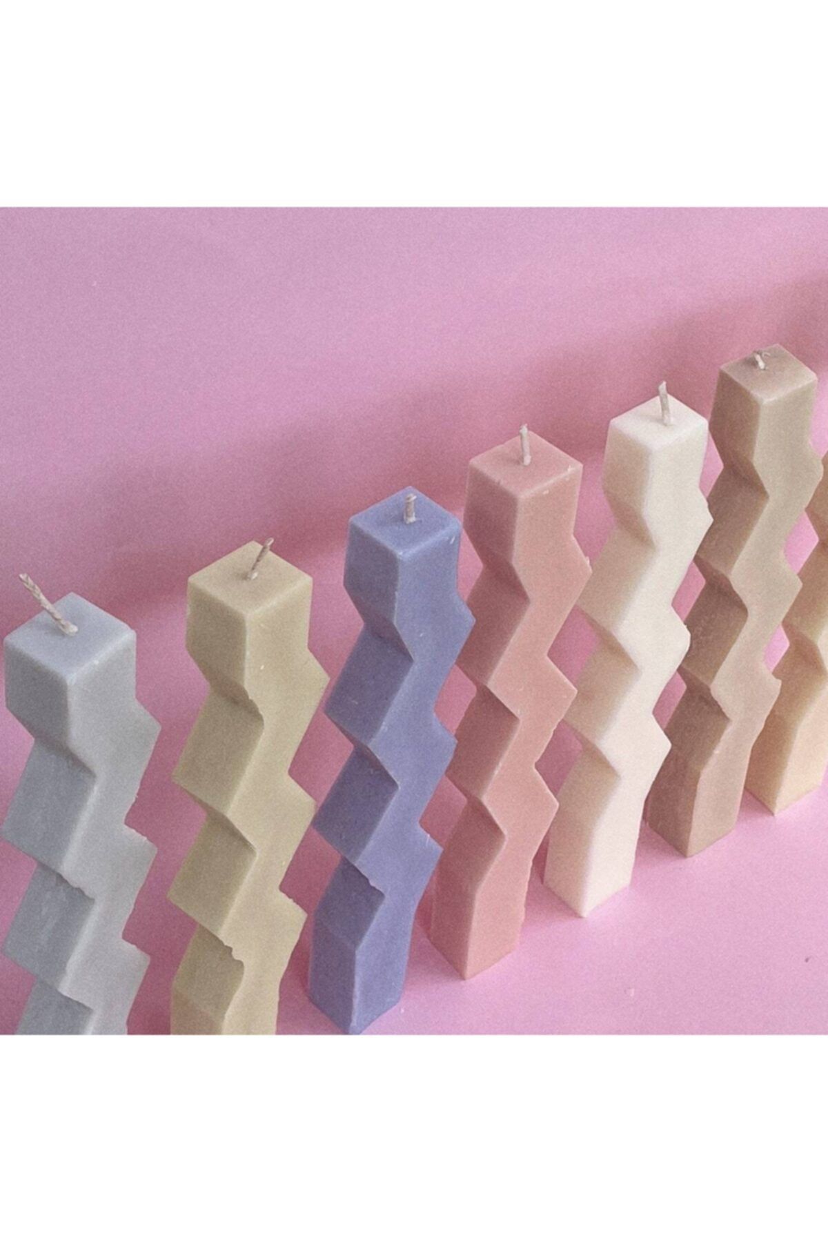 Nes World ( 6’lı Set ) Karışık Meyve Kokulu Zigzag Mum - % 100 Soya Mumu (23x3cm Ve 77gr)