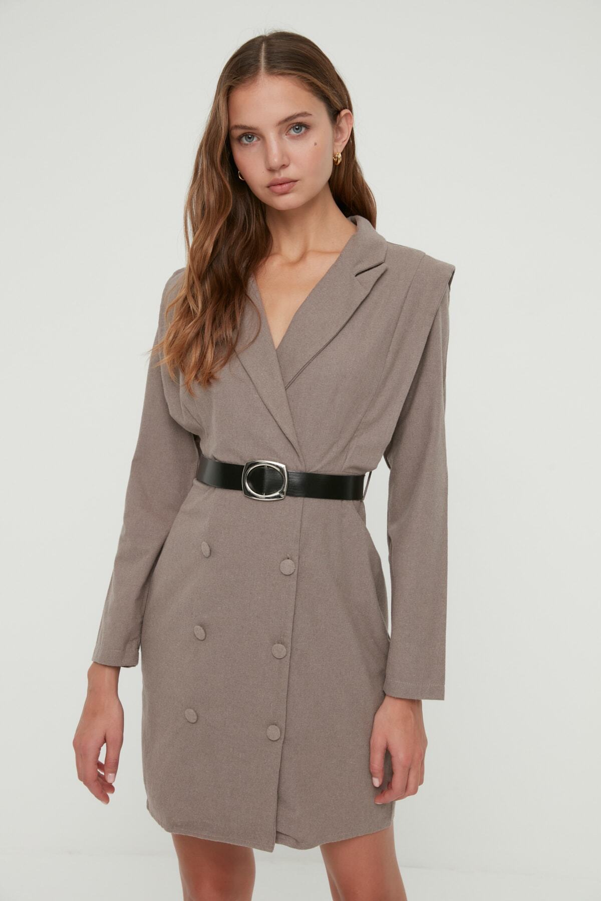 TRENDYOLMİLLA Vizon Kemerli Elbise TWOAW22EL1528
