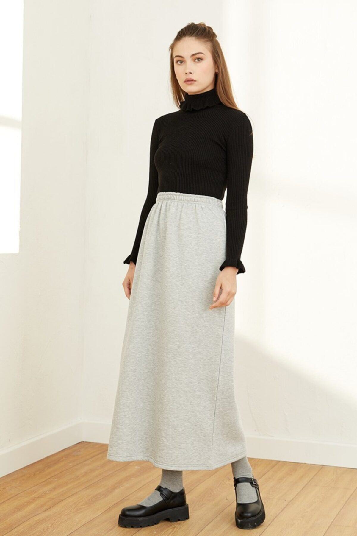 Ceylan Otantik Gri 3 İplik Etek