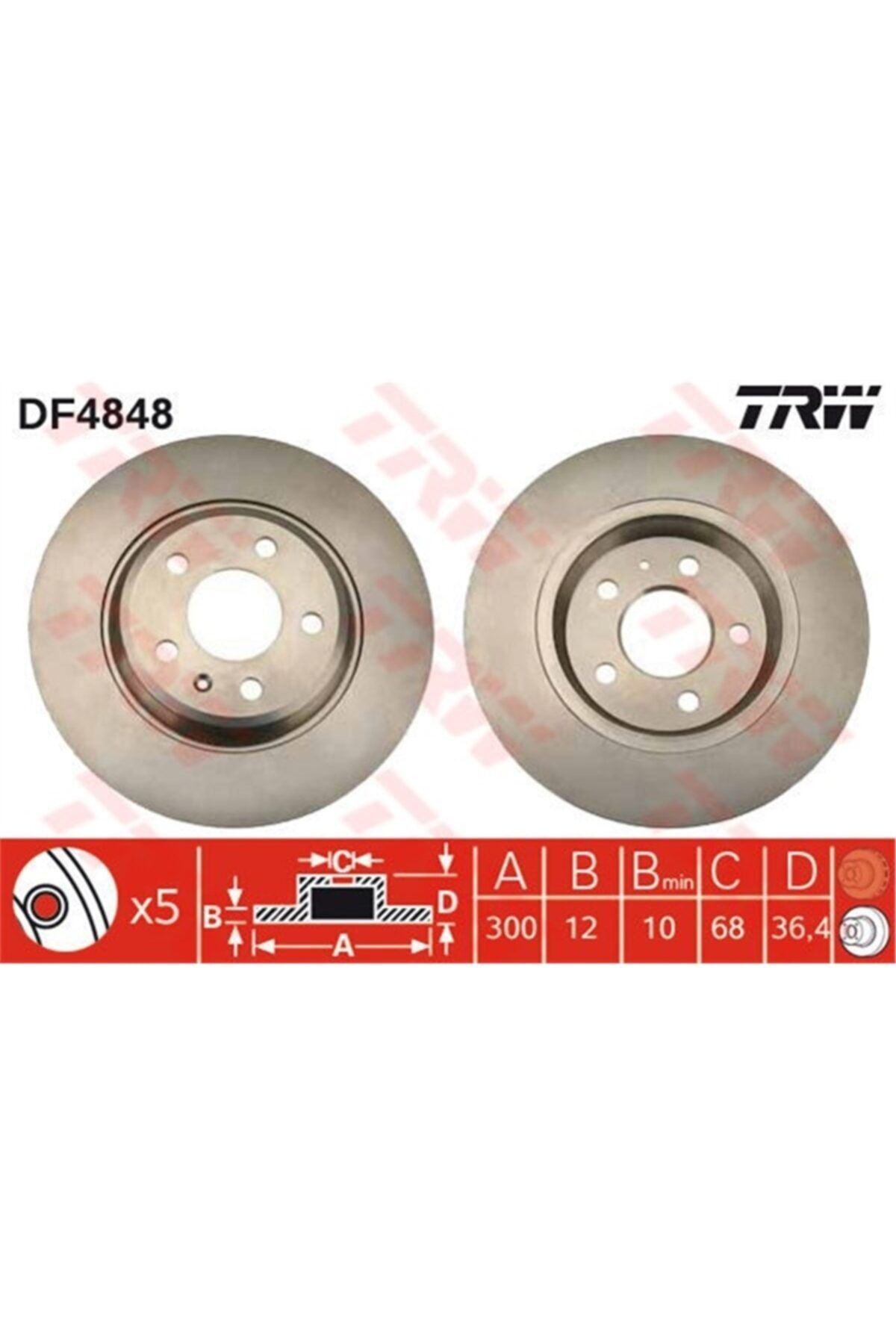 PARCAWORLD Fren Diski Arka 36463 / Ddf1666 (takım Fıyat) 8k0615601b Vw A4-a5-a6-a7-q5 08- Bm Trw Trw Df4848