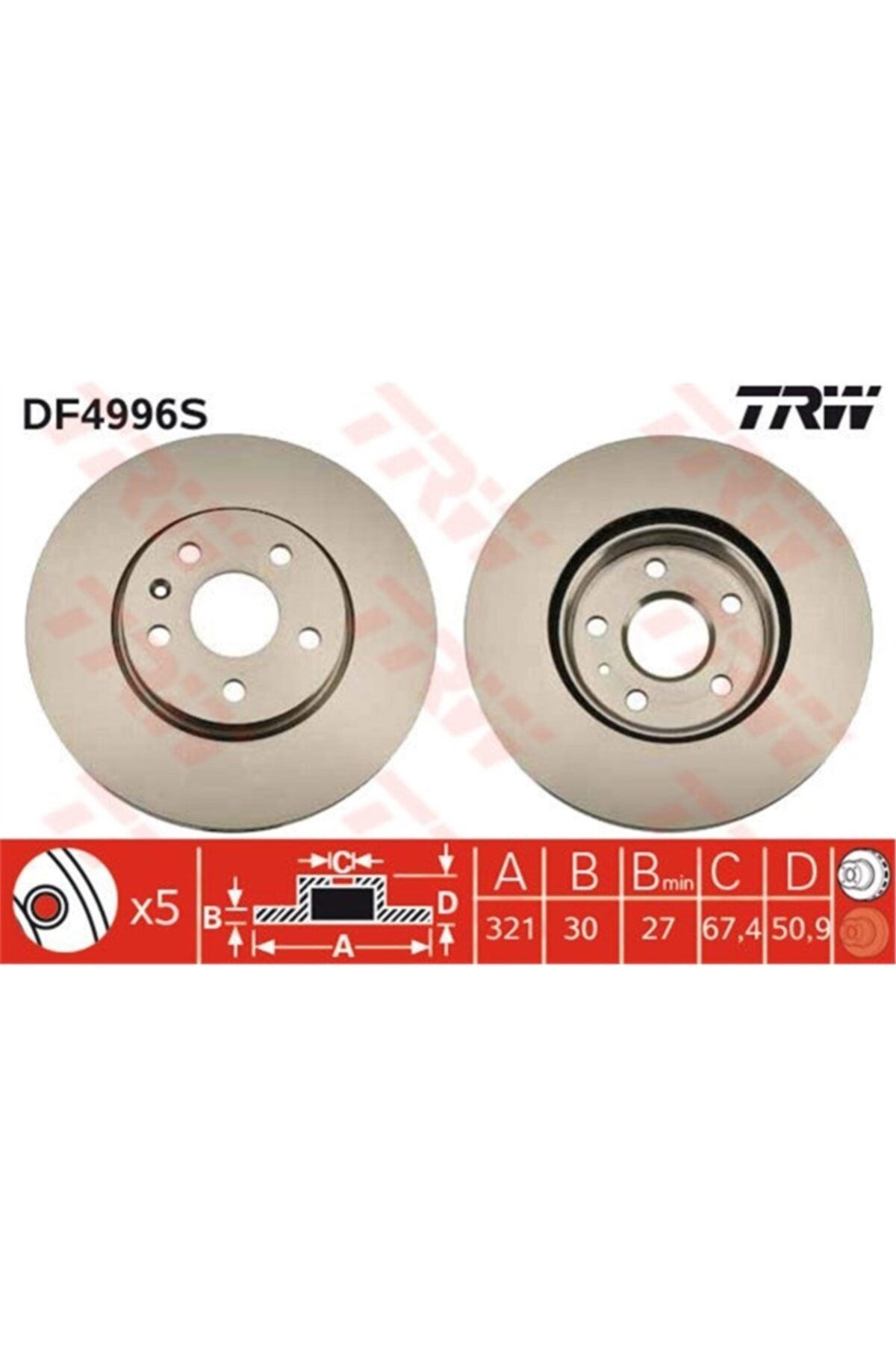 PARCAWORLD Fren Diski Ön Takım 17 Inch+ 321mm 569083 Opel Insıgnıa A 09- A20dth Trw Trw Df4996s