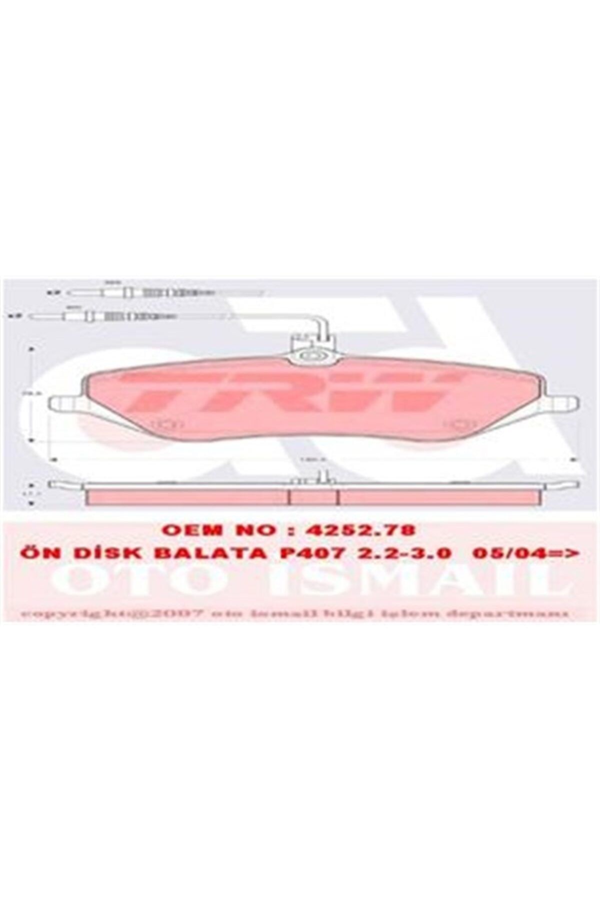 PARCAWORLD Fren Balatası Ön 425411 Psa 407 / C5 X7 10- Bm Trw Trw Gdb1595
