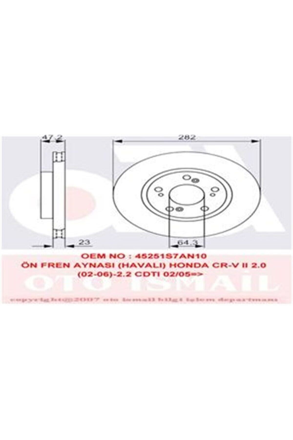 PARCAWORLD Fren Diski Ön Takım 45251-s7a-e10 Japon Cıvıc (fd, Fb) Crv (rd) 02-06 06-16 1.6 Trw Trw Df4486