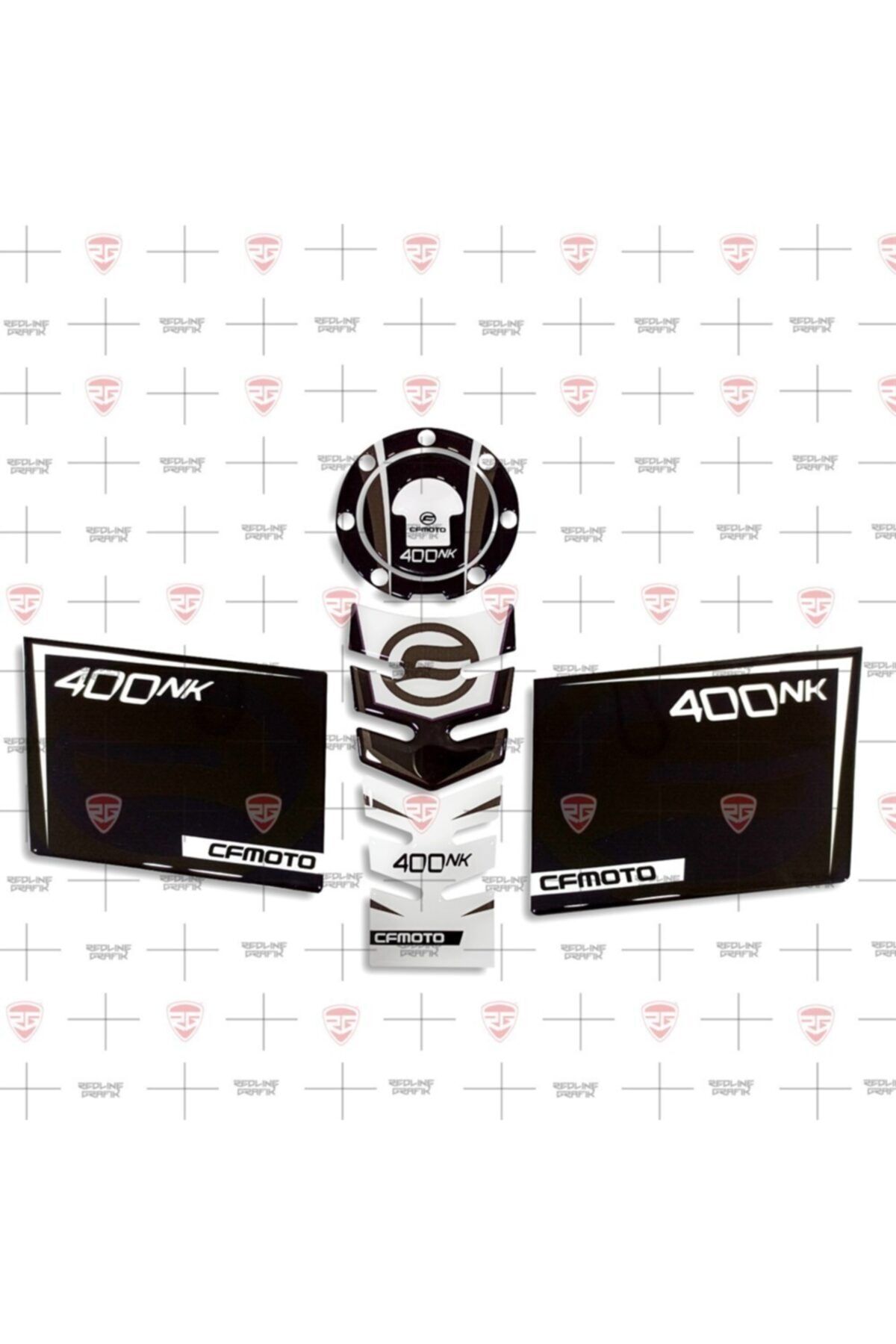 Redline Grafik Cfmoto 400 Nk Siyah Beyaz Full Tank Pad Set
