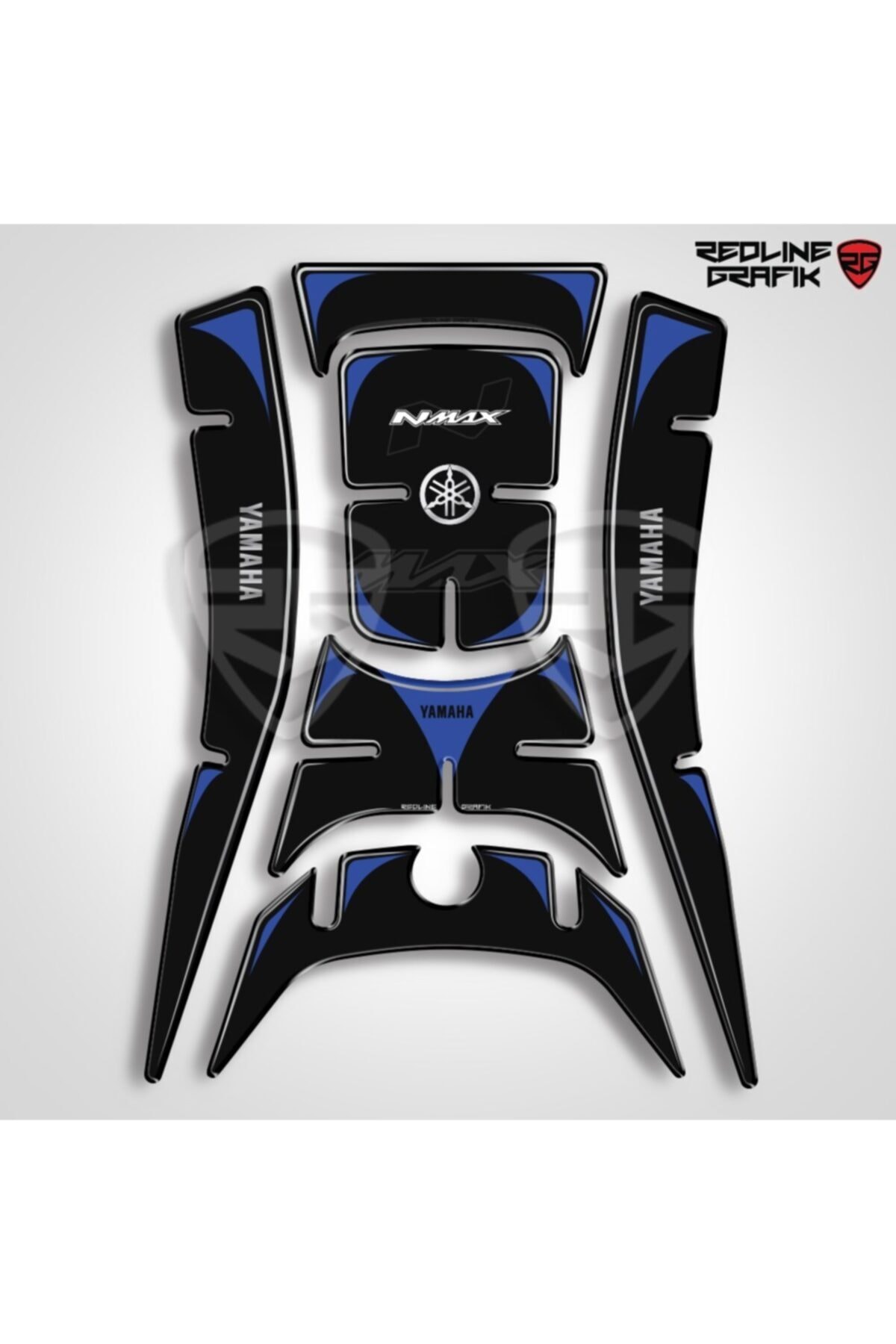 Redline Grafik Yamaha Nmax 2021 Model Tank Pad Sticker Set Siyah-mavi