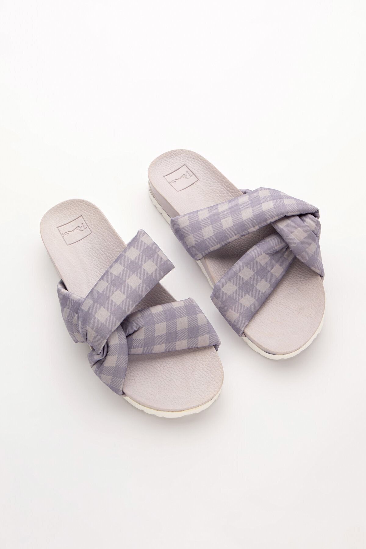 Penti Lila Gingham Satin Terlik