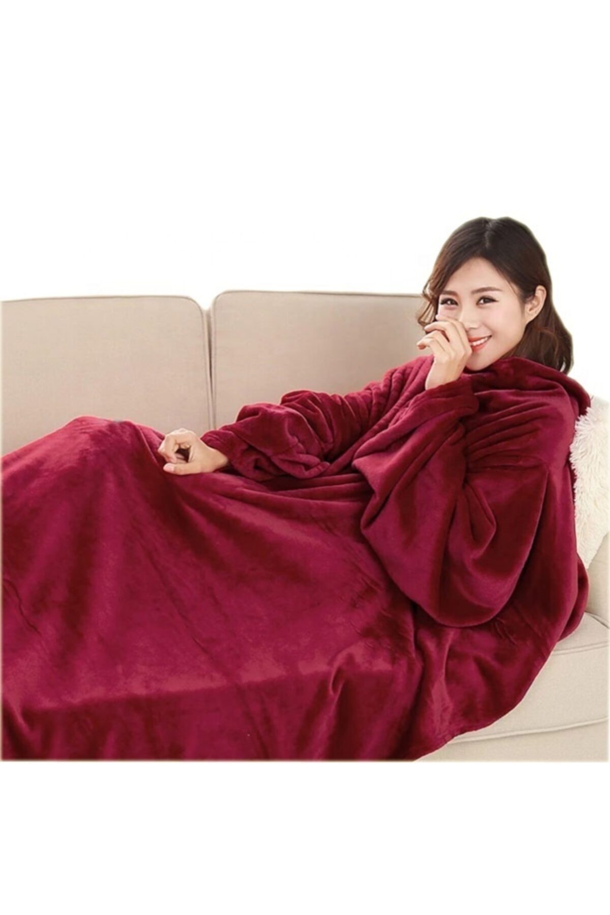 GUEN Giyilebilir Kollu Battaniye – Kırmızı