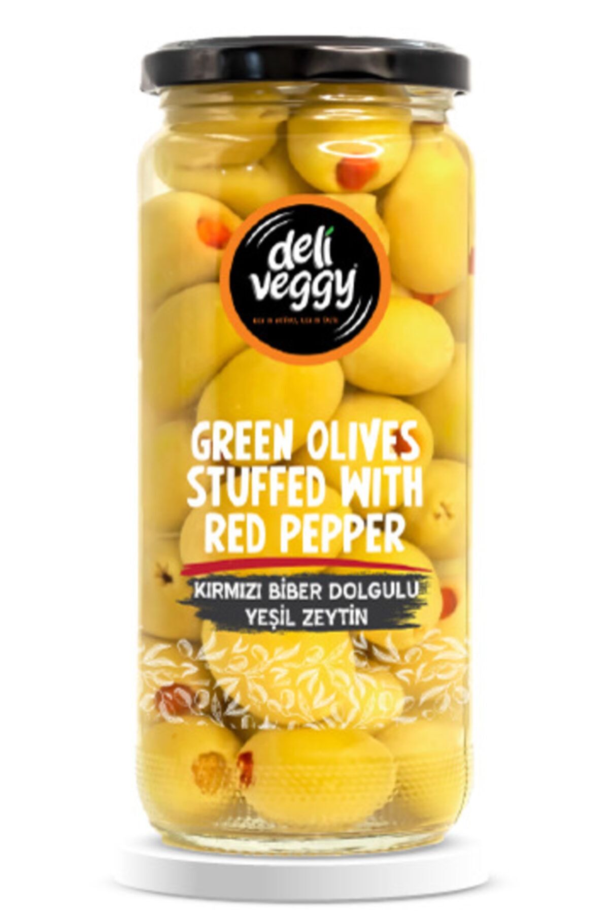 deliveggy Kırmızı Biber Dolgulu Yeşil Zeytin