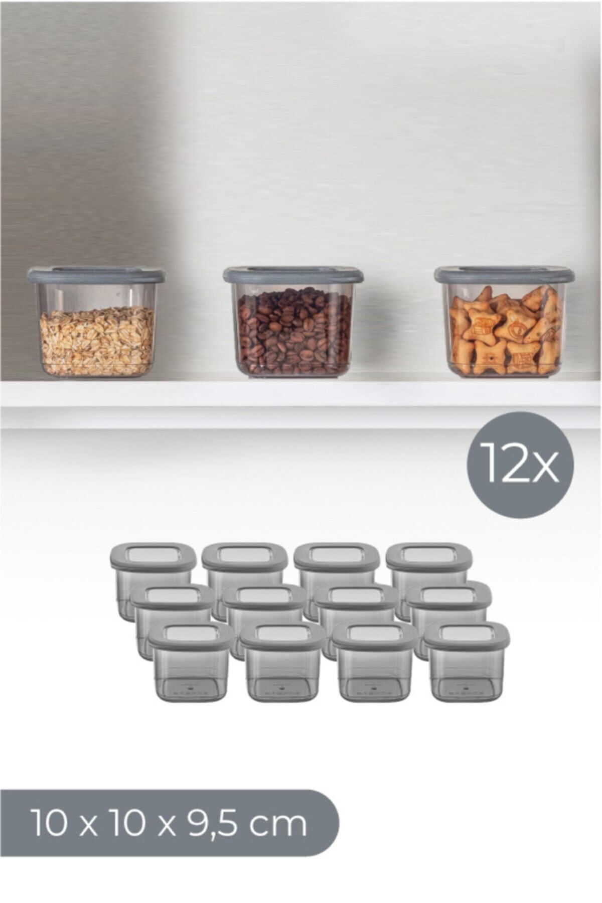 PDHome Foly Poli Kare Erzak Saklama Kabı 12'li Set Küçük Boy 0,55 Litre