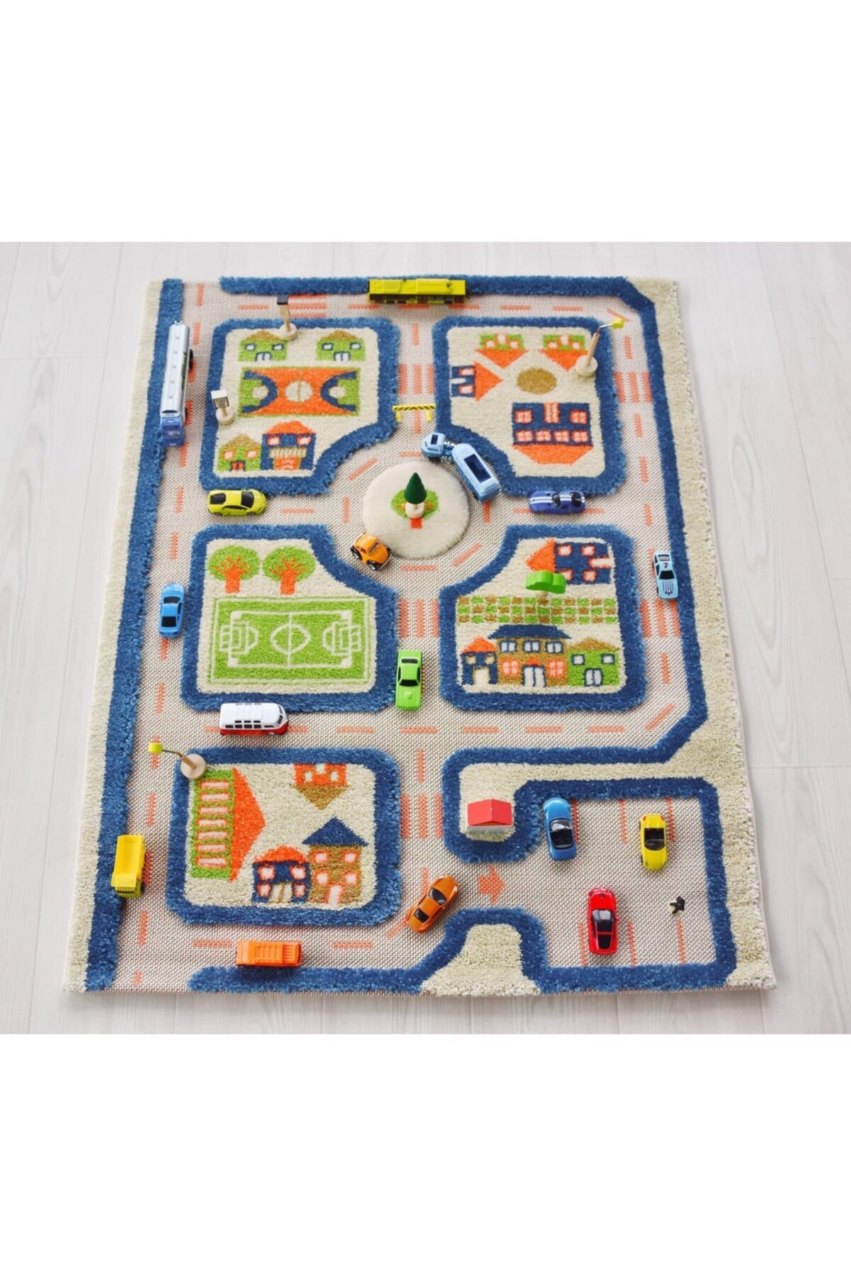 İVİ Trafik Temalı Mavi 3d Çocuk Odası Oyun Halısı 80x113cm