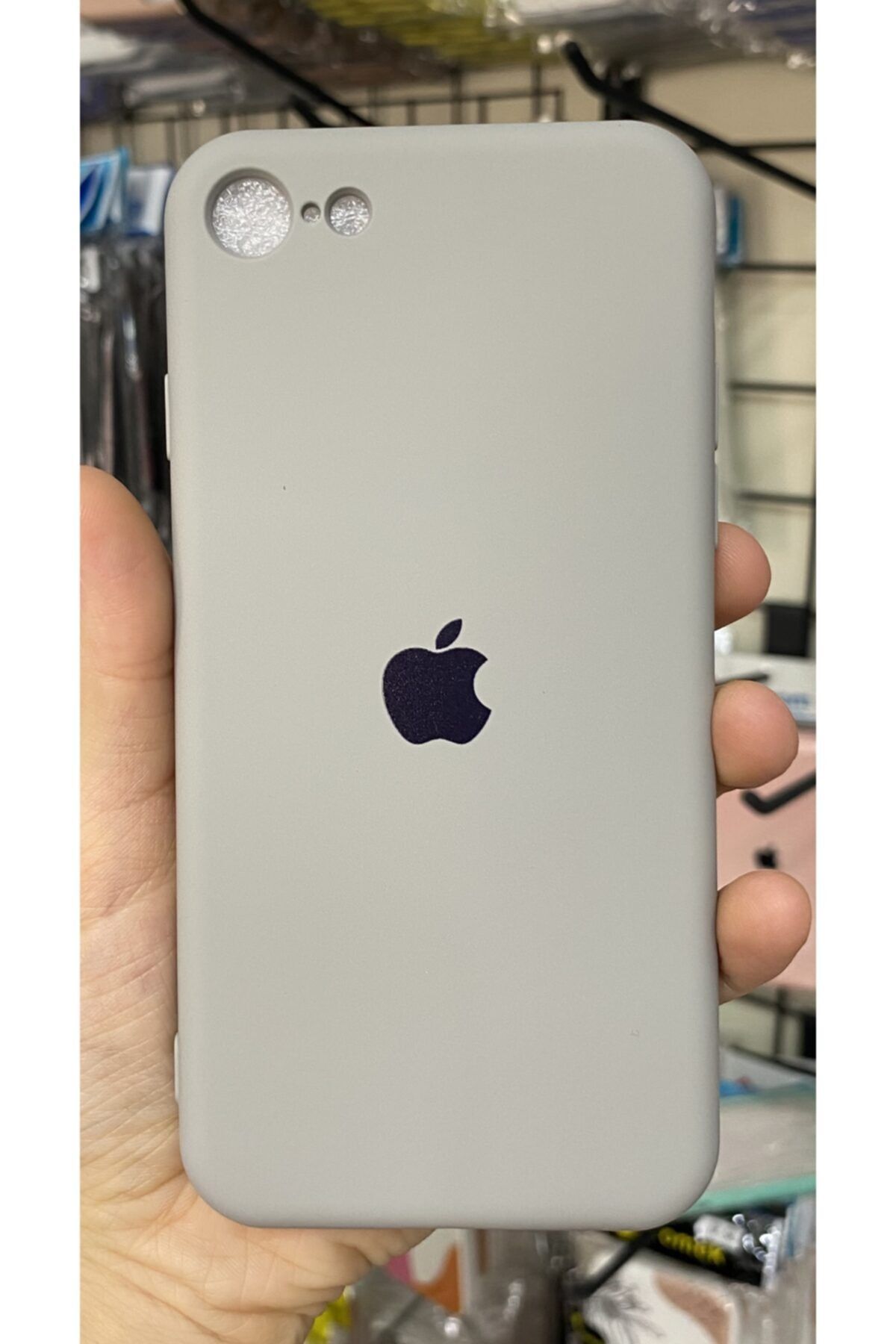 Go Aksesuar Iphone Se 2020 Logolu Kamera Korumalı Gri İçi Kadife Aa Kalite Lansman Uyumlu