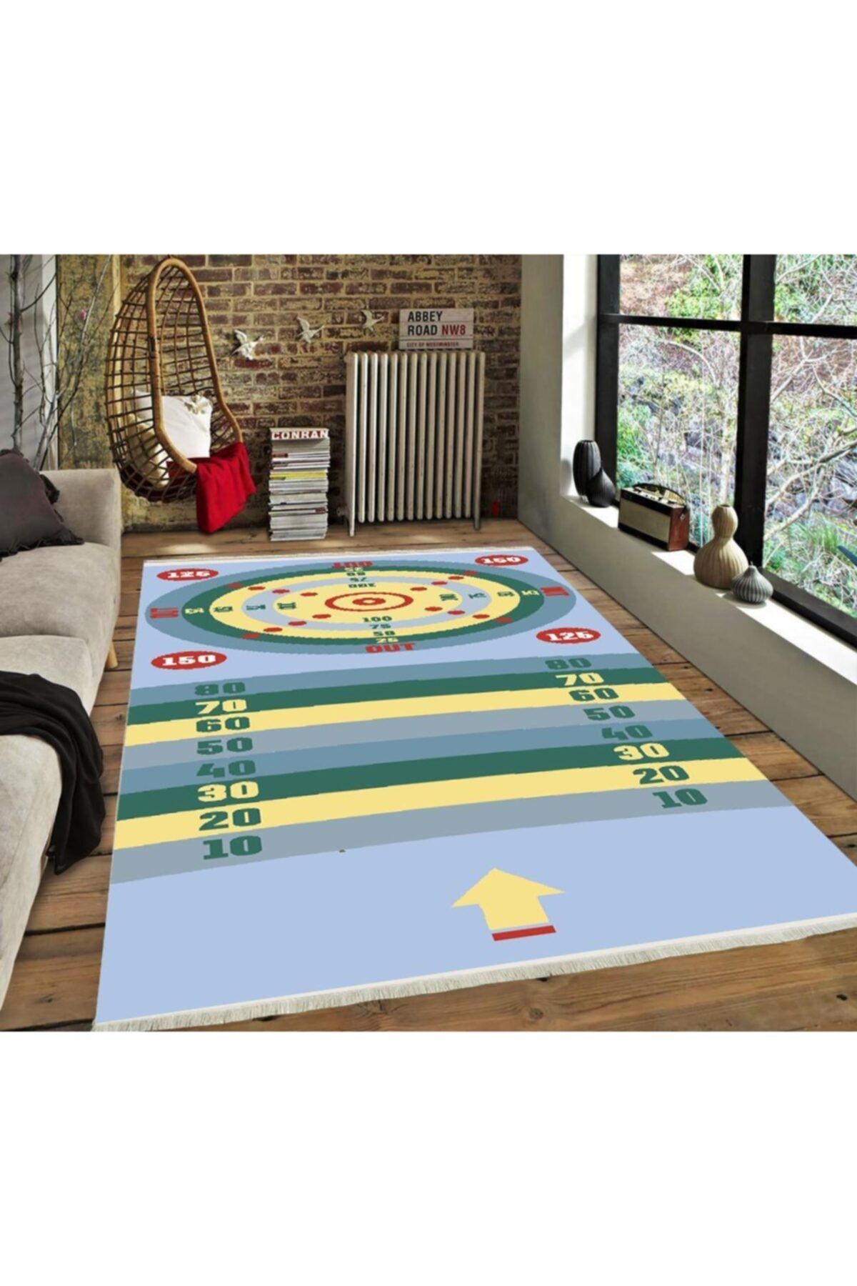 Goldrumman Oyun Halısı Hedef Desenli Kaydırmaz Tabanlı 60 x 135 cm 5995