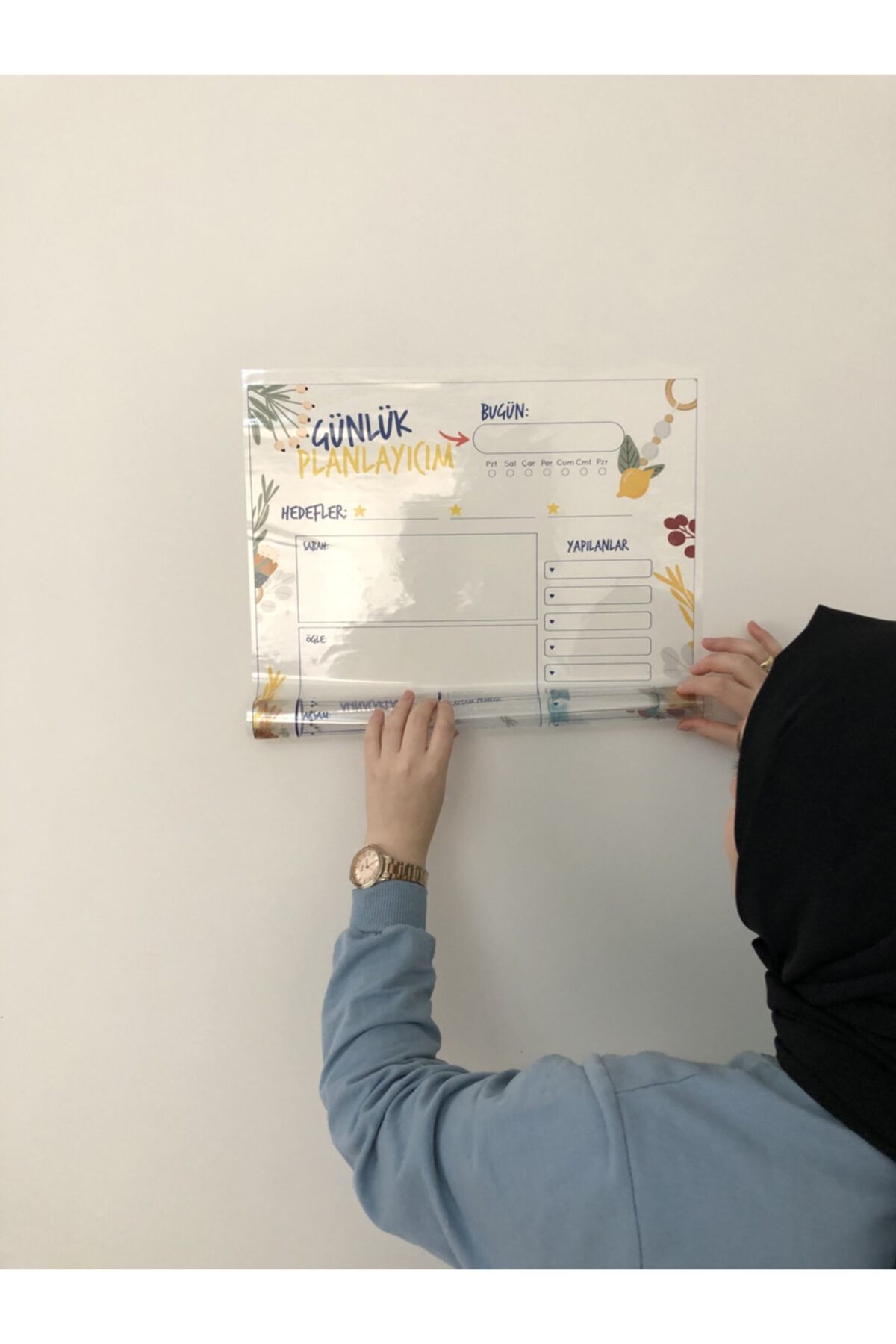 Tutunabilir Kağıt Günlük Planlayıcı Yazı Tahtası Akıllı Kağıt Tahta Planner + Kalem 47x70 Cm