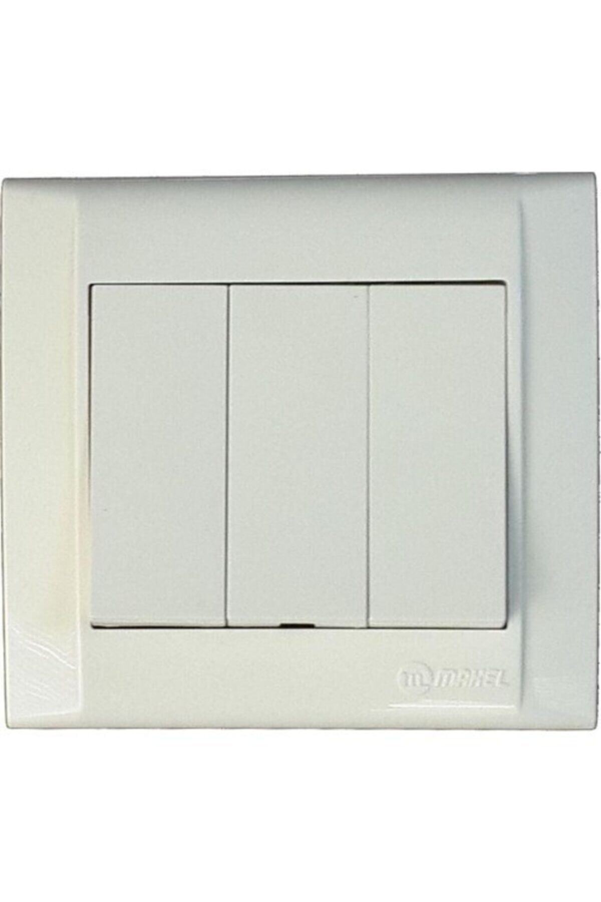 MAKEL Defne Krem Üçlü Anahtar Çerçeveli