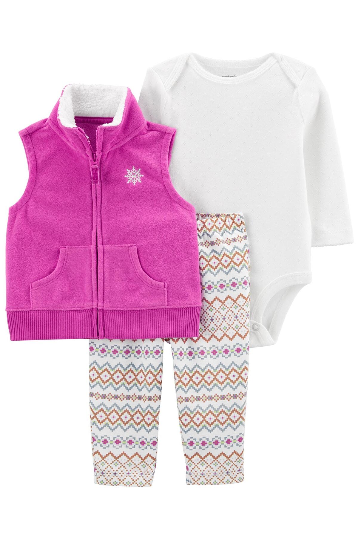 Carter's Kız Bebek Polar Yelekli Üçlü Takım