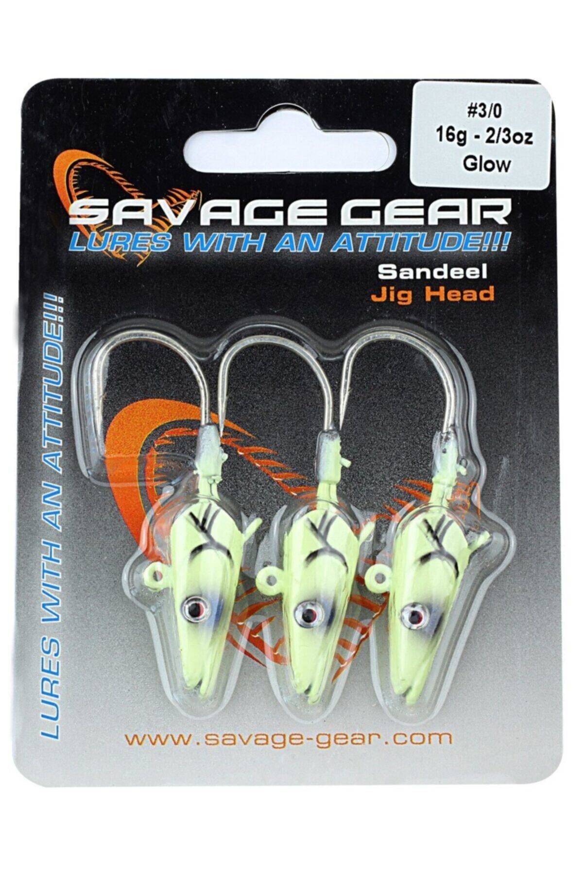 Savage Gear Sandeel Jig Head 16g 3/0 - 3pcs Glow Suni Yem Durum:stok