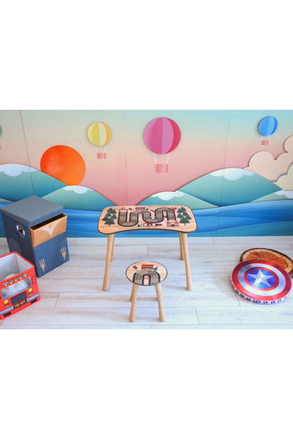 Popcorn Kids Cars Tabureli Masa Seti (2-5 YAŞ)