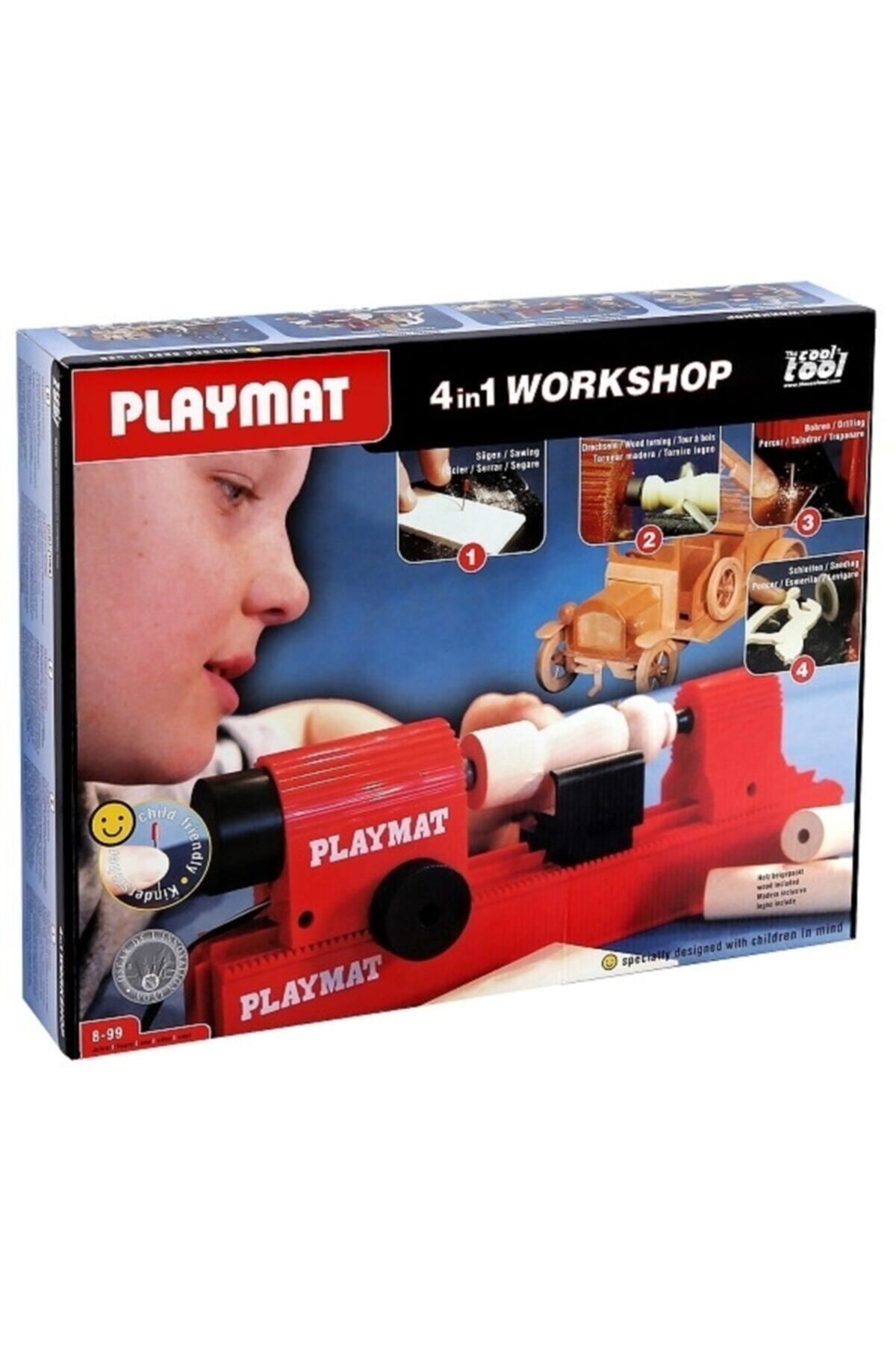 the cool tool Playmat 4 In 1 Workshop - Çocuklar Için Güvenli Ahşap Işleme Seti