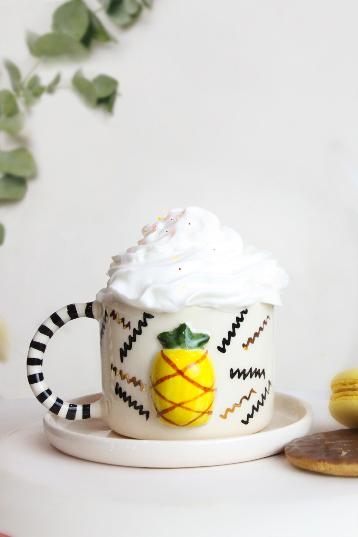 ada mia seramik Ananas Figürlü 24k Altın Dekoratifli Mug