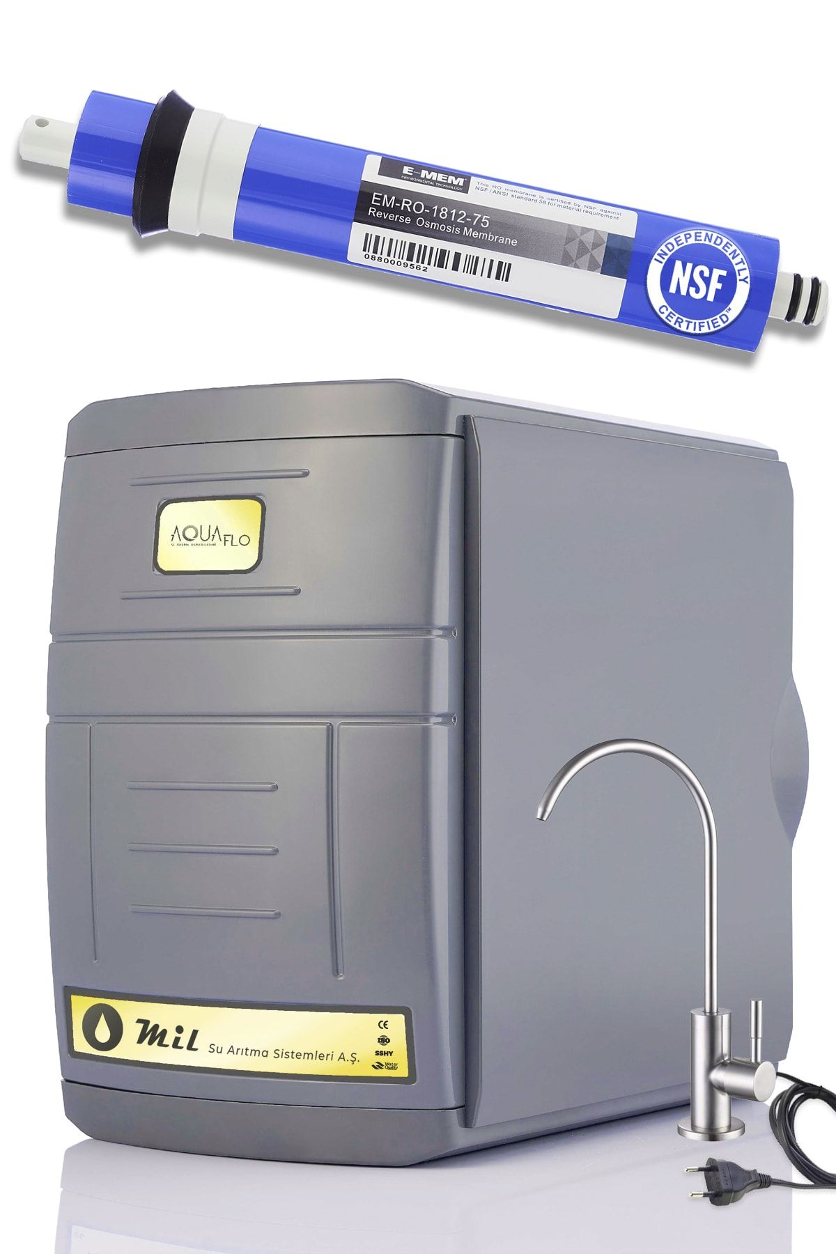 AQUAFLO 12 Aşamalı Pompalı 12 Lt Metal Tank Membranlı Kapalı Kasa Su Arıtma Cihazı (gkp12-m-e)