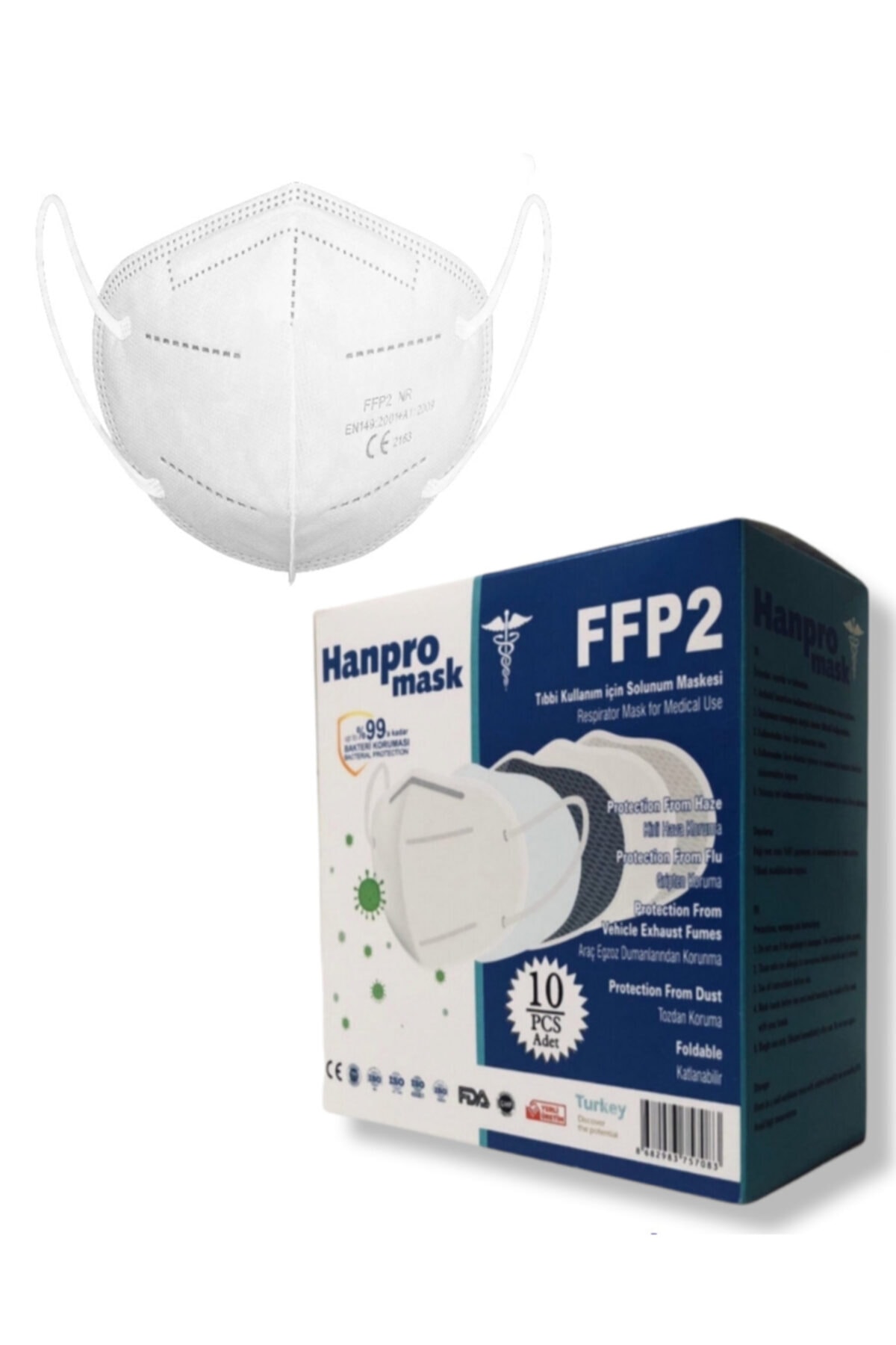 hanpromask Beyaz Ffp2 50 Adet Premium Maske