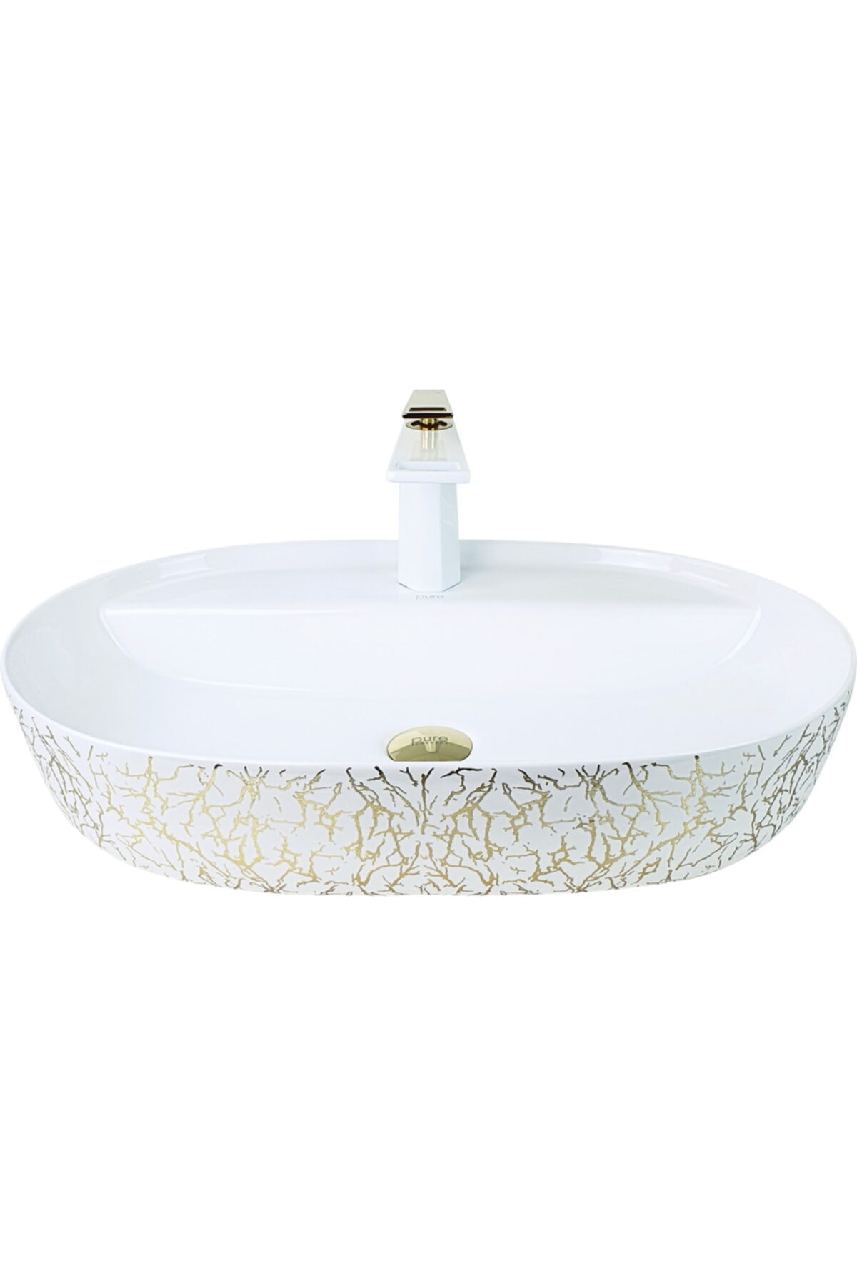 Pure Concept Pure Marble Beyaz Altın Tezgah Üstü Çanak Lavabo