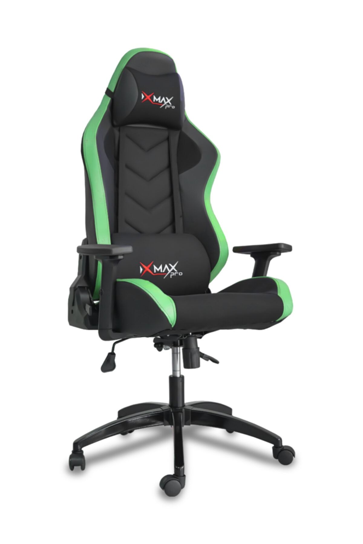 XMAX Hyper Terletmez Kumaş Yatak Olur 3d Kollu Çift Yastıklı Profesyonel Oyuncu Koltuğu Yeşil/siyah