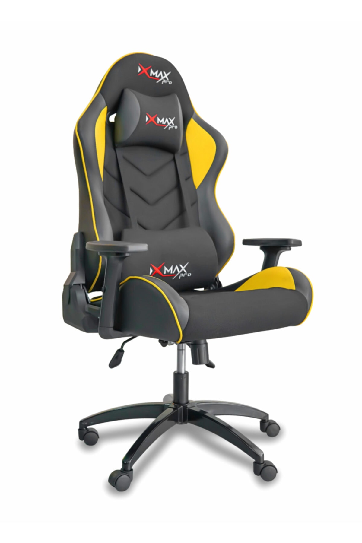 XMAX Akela Terletmez Kumaş Yatak Olur 3d Kollu Çift Yastıklı Profesyonel Oyuncu Koltuğu Sarı Siyah