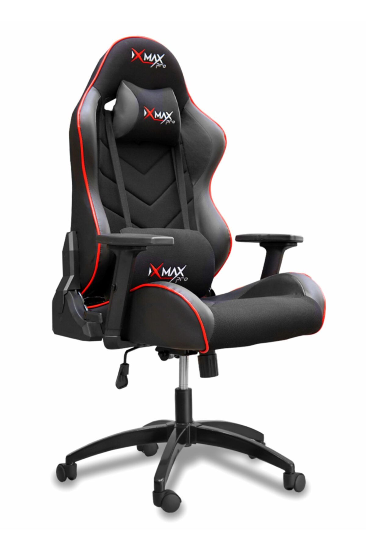 XMAX Akela Terletmez Kumaş Yatak Olur 3d Kollu Çift Yastıklı Profesyonel Oyuncu Koltuğu Kırmızı Sade