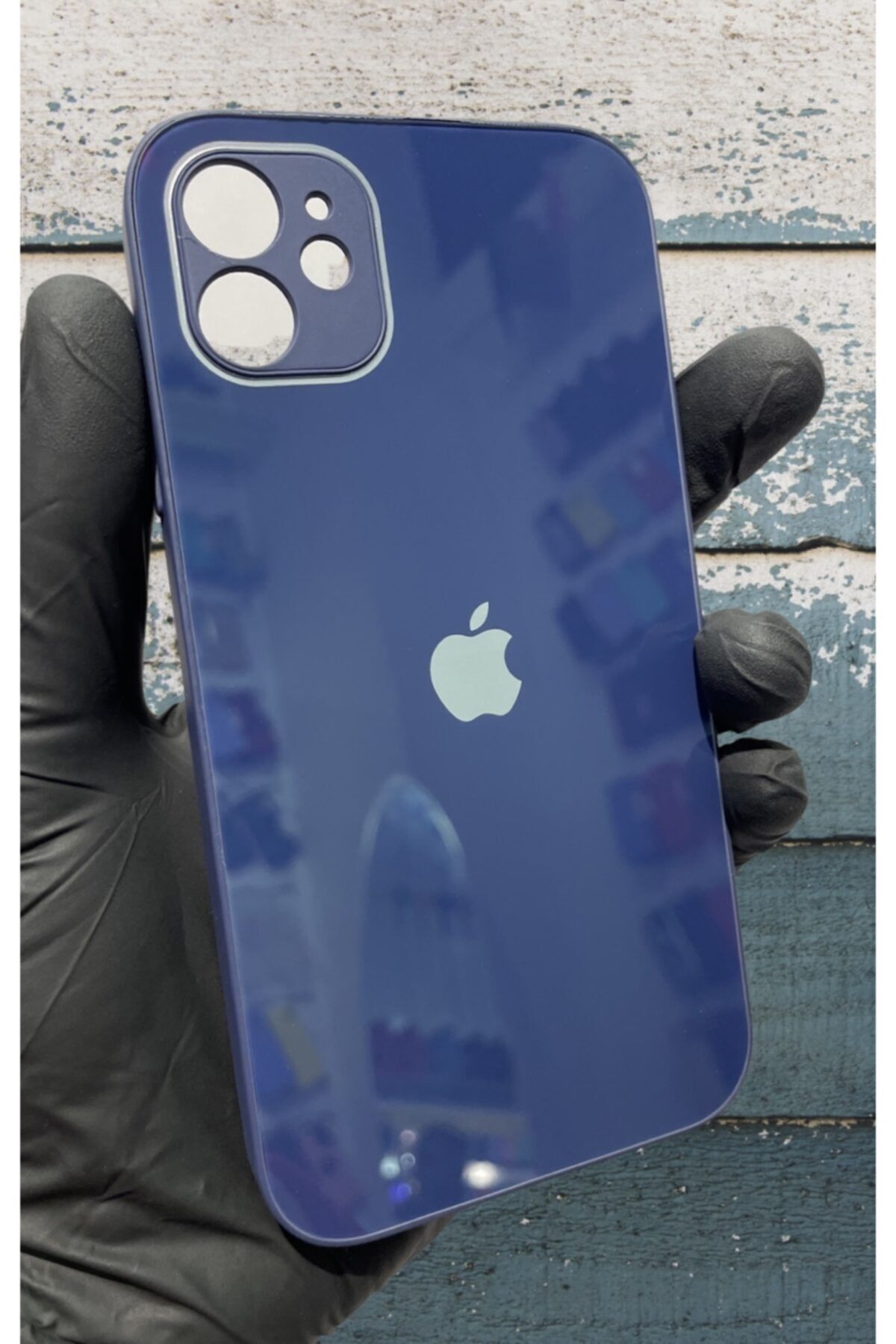 ceppark Iphone 11 Kılıf Cam Lansman Logolu Kapak Koyurucu Silikon Lacivert