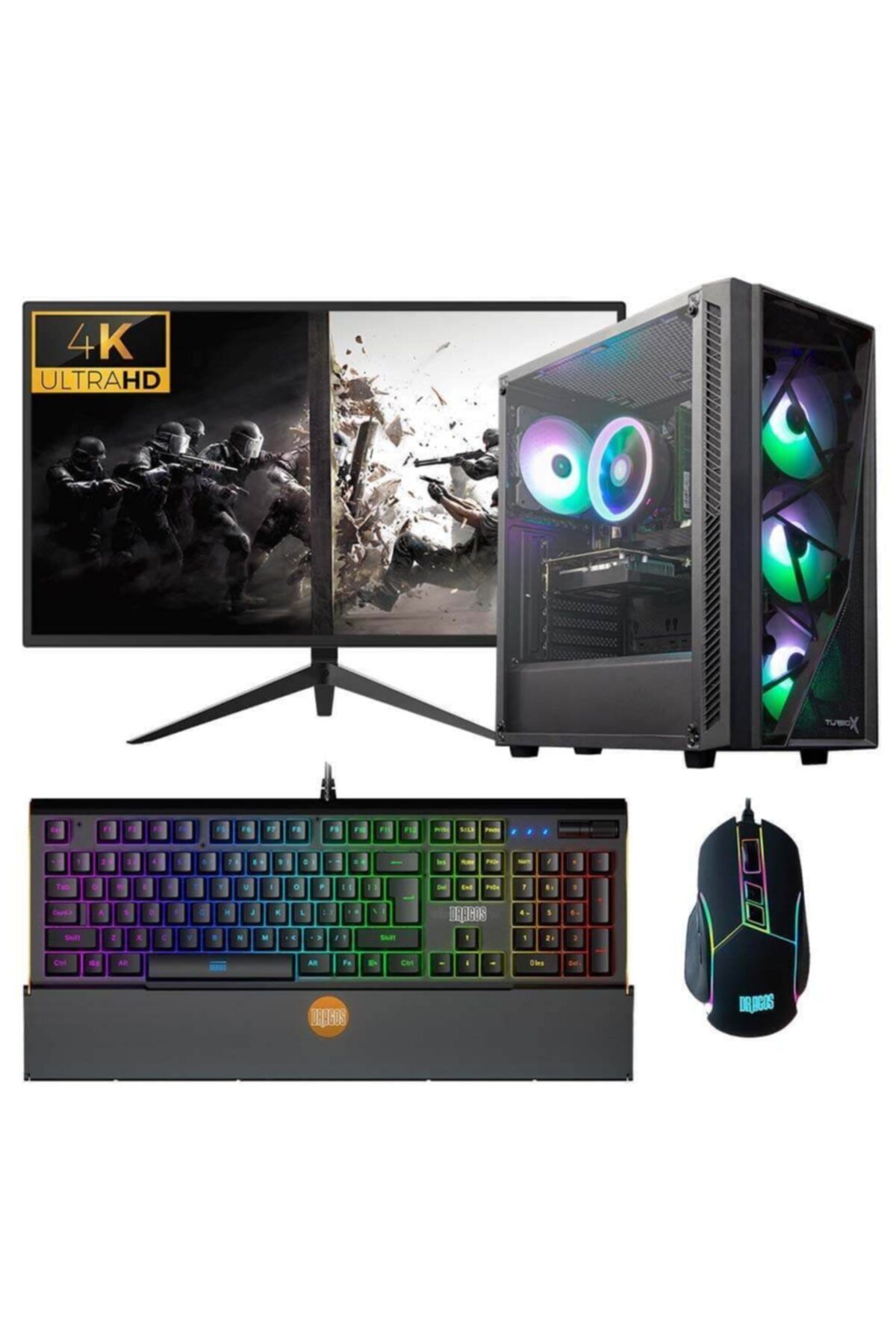 DRAGOS Drx890 I5 10400f 16gb Ram 512gb M.2 Nvme Ssd 4gb Gtx1650 28'' 4k Monitör Oyun Bilgisayarı