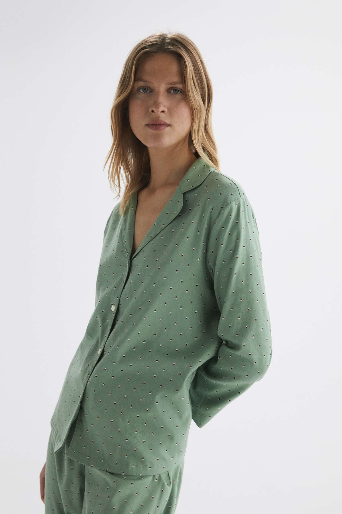 Oysho Uzun Kollu Desenli Pijama Gömlek