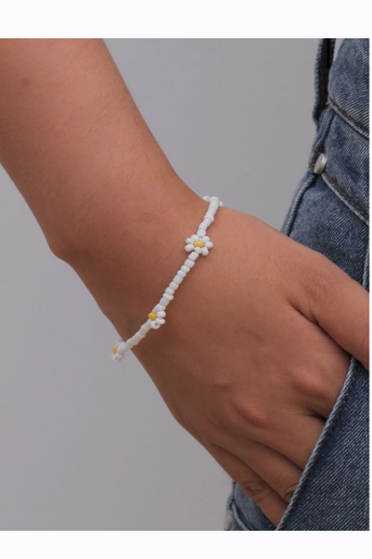 Limed Design Papatyalı Bileklik (beyaz)