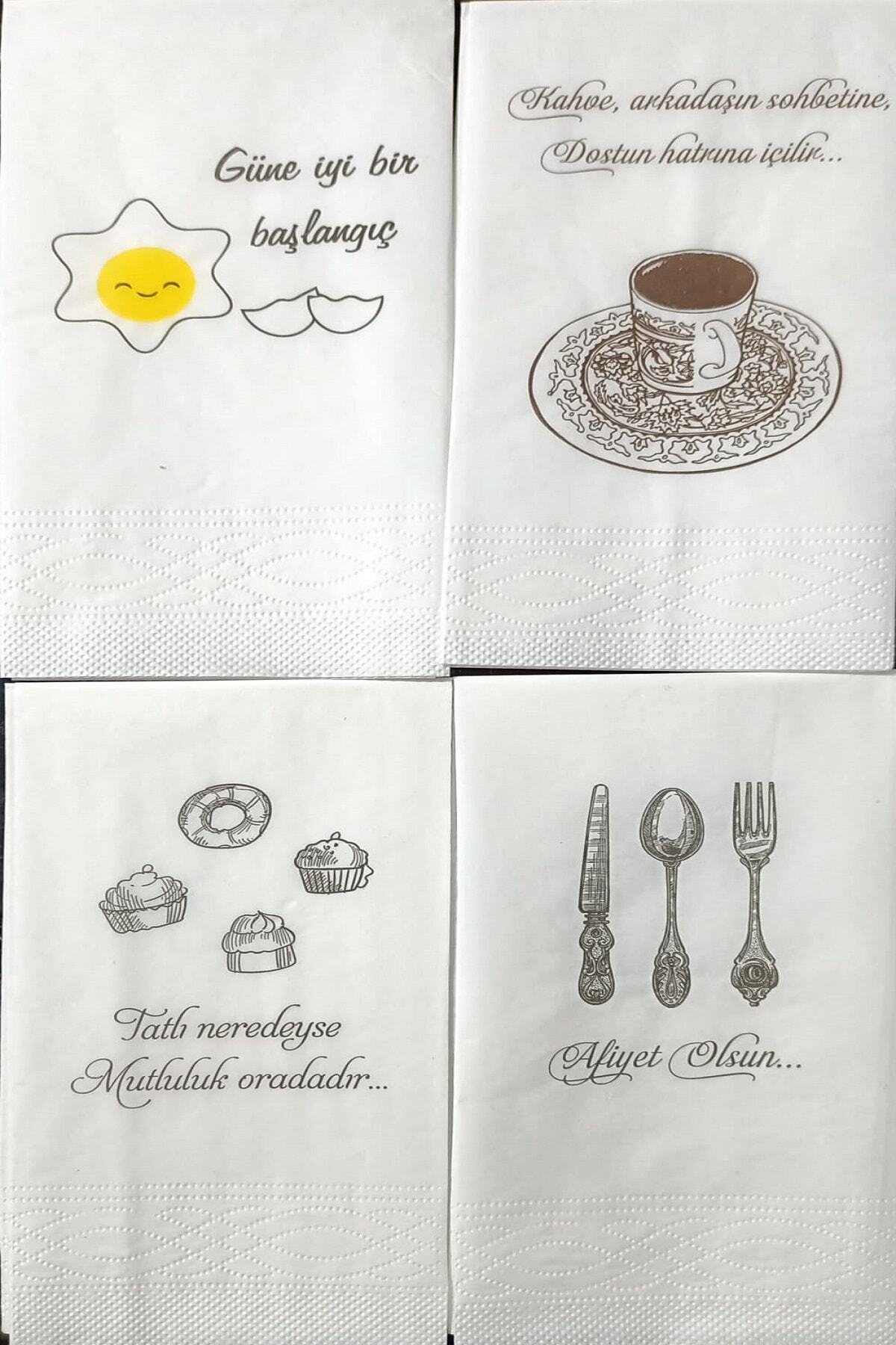 Soft Kağıt Baskılı Konuşan Dekor Ve Sunum Peçetesi 4'lü Set