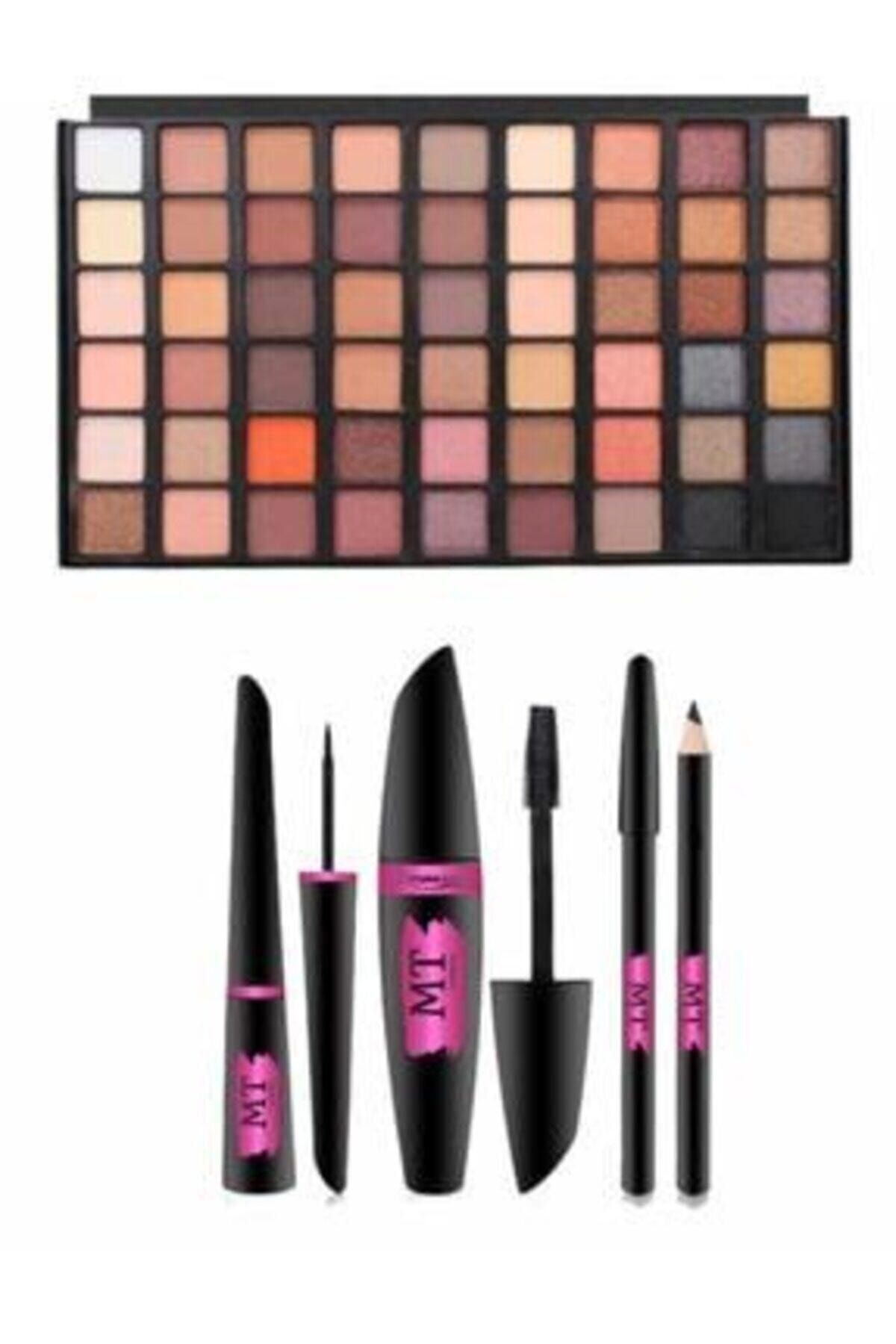 Makeuptime Kiraz 54’lü Far Paleti Ve 3’lü Rimel+eyeliner+göz Kalemi Seti