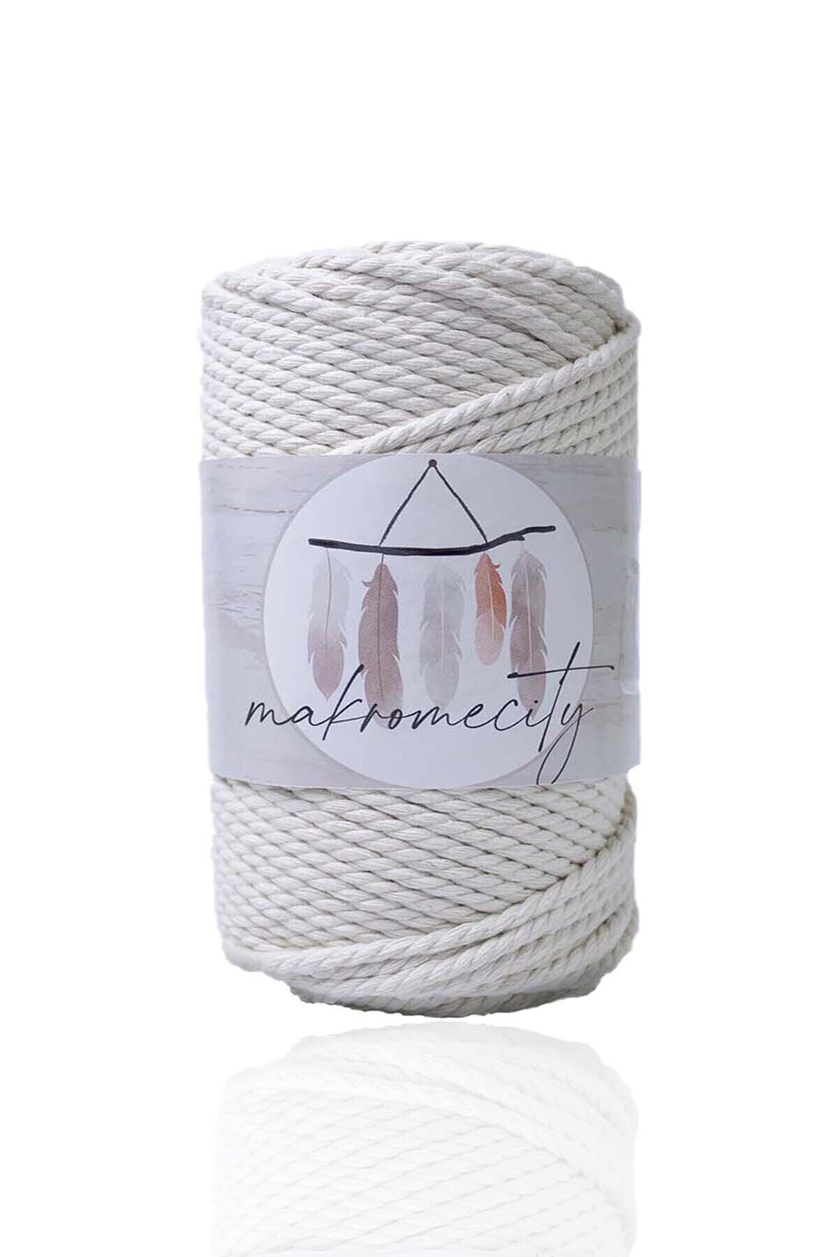Makromecity 3 Büküm Pamuk Makrome Ipi 3mm Üç Büküm Taranan Makrome Halat Ip 250 Gr Ekru