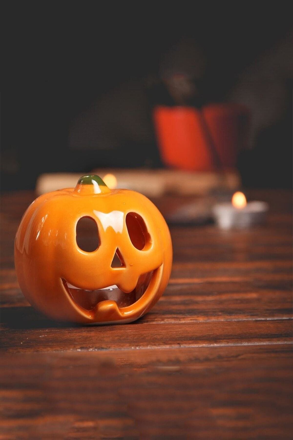 bimbambom Bal Kabağı Dekoratif Seramik Mumluk, Tütsülük, Halloween Balkabağı Süs