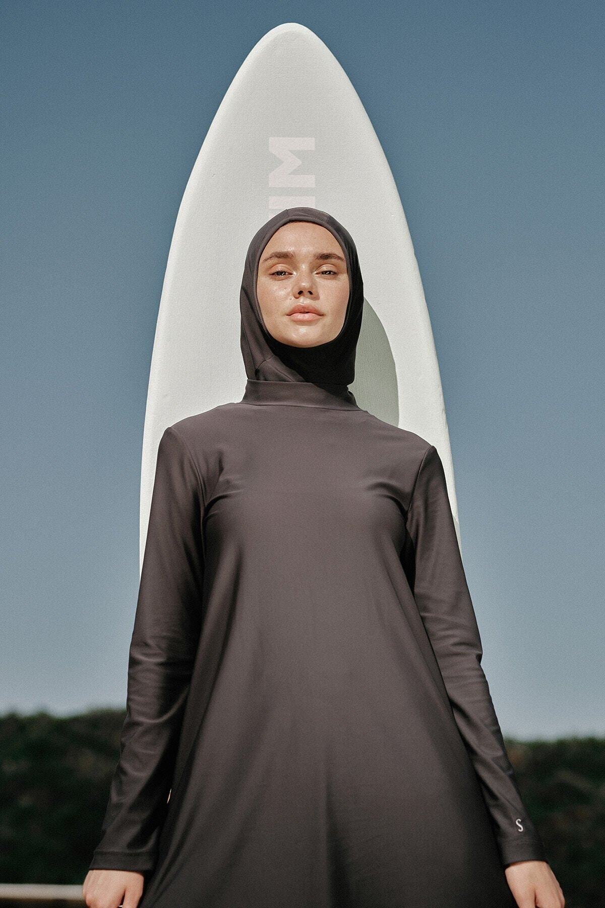 Suud Collection Antrasit Basic Elastan Tesettür Mayo Tunik