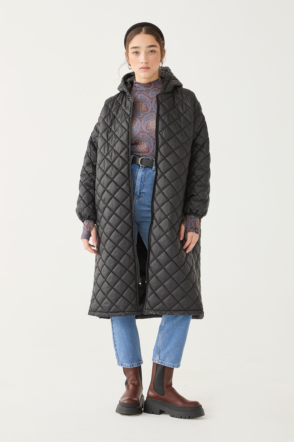 Suud Collection Siyah Çift Taraflı Kapitone Mont