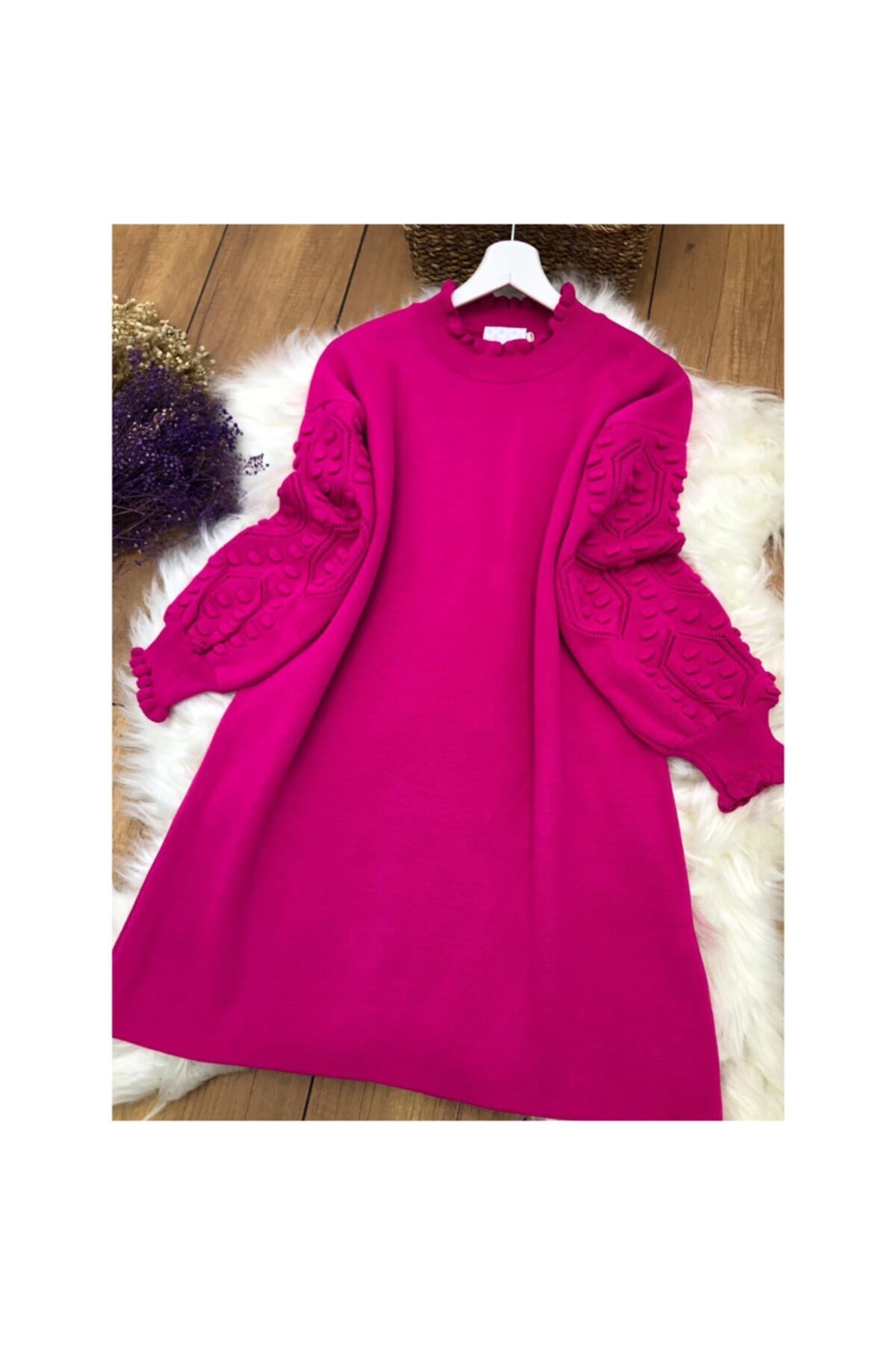 MODA MUTLU Kolları Ponpon Triko