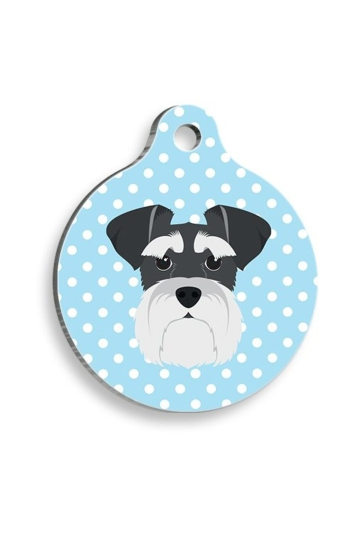 altın pati Mavi Puantiyeli Schnauzer Yuvarlak Köpek Künyesi