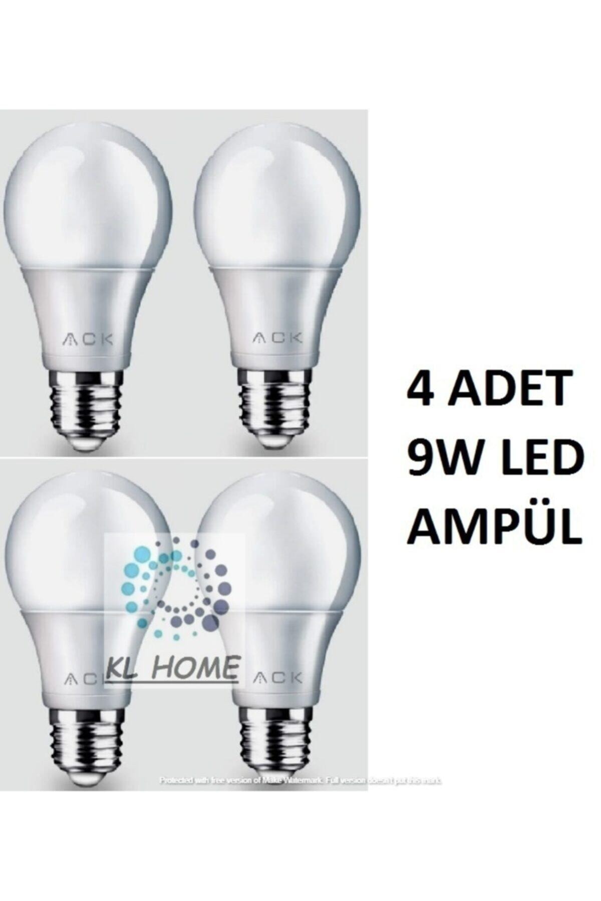 ACK 4 Adet Led Ampul Lamba 9w 6500k Beyaz Işık E27 Duy